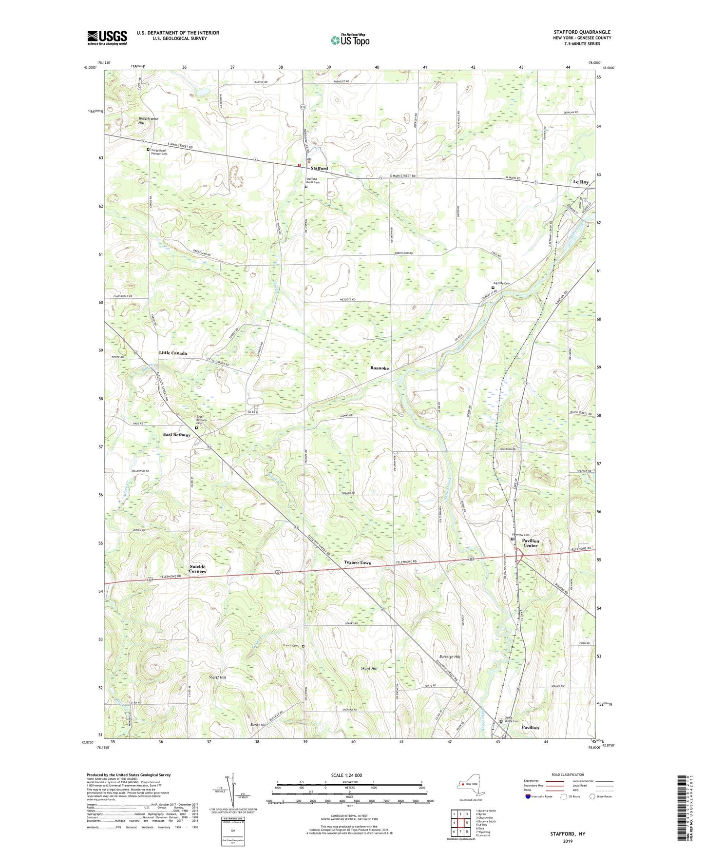 Stafford New York US Topo Map Image