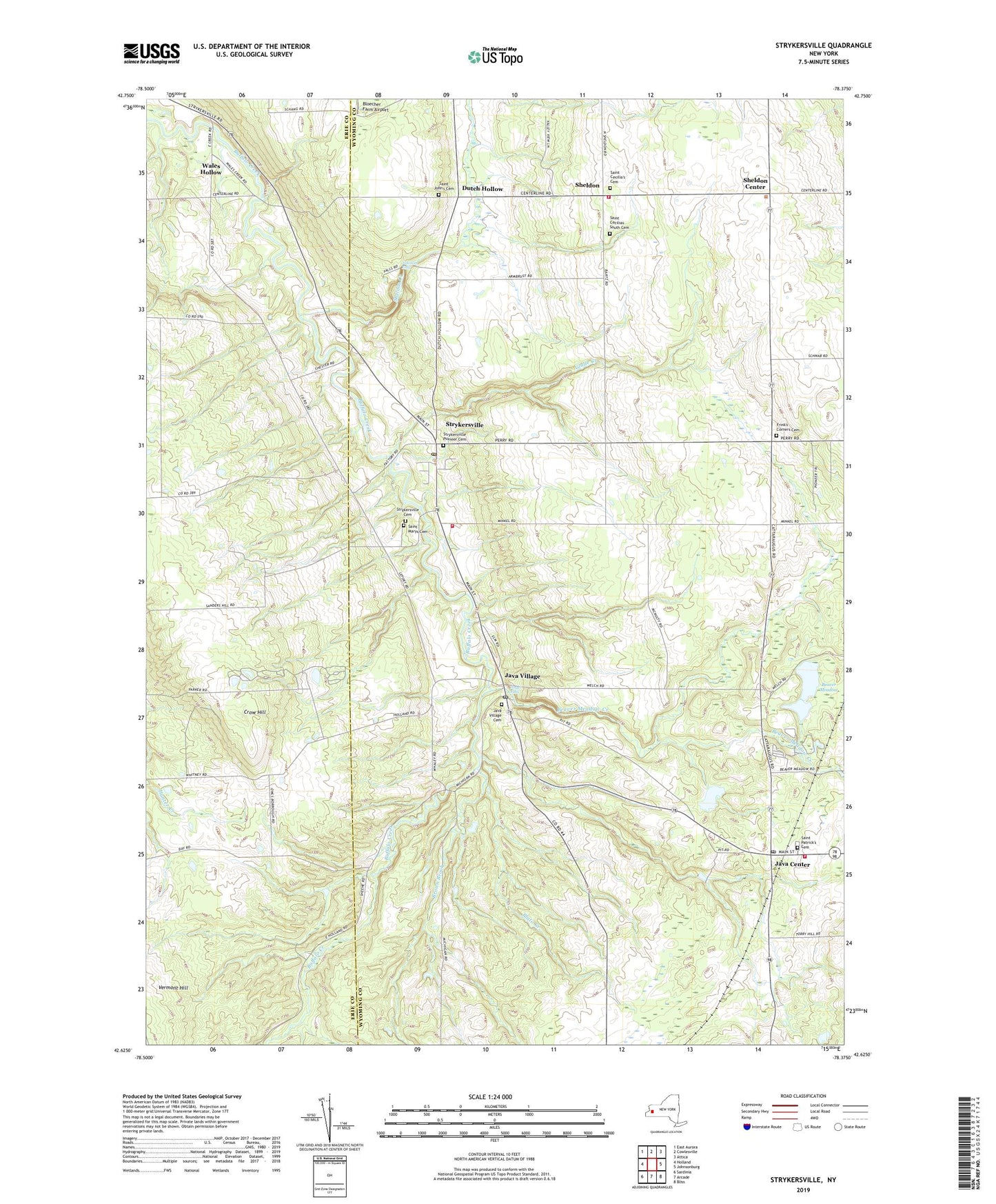Strykersville New York US Topo Map Image