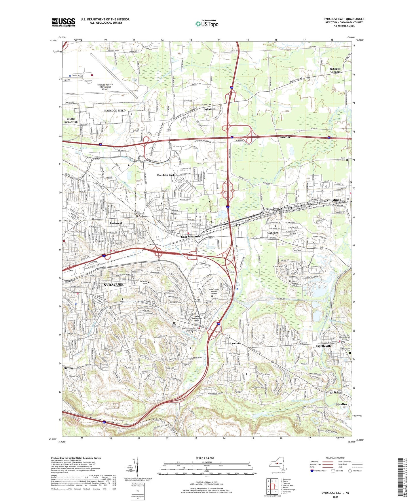 Syracuse East New York US Topo Map Image