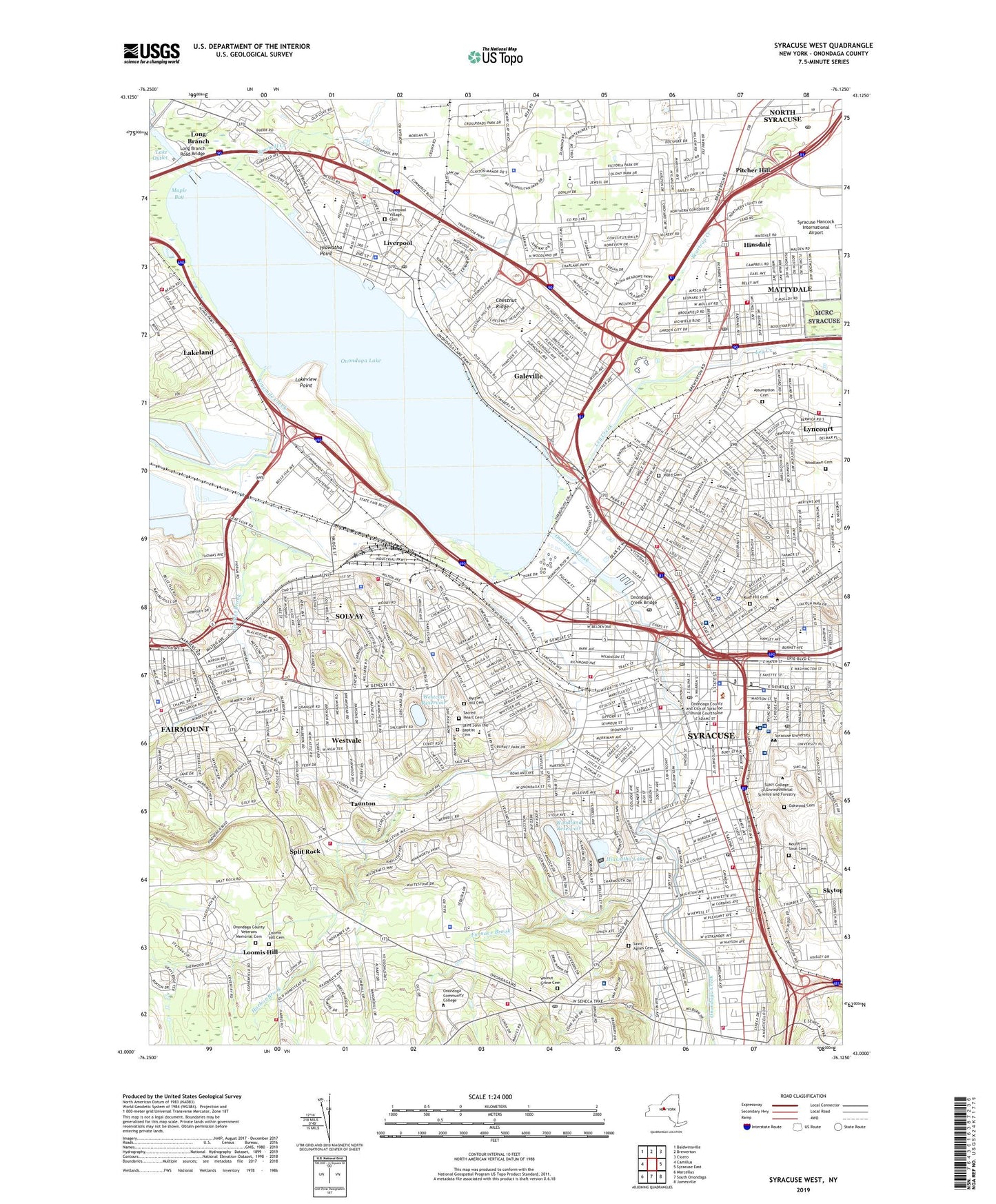 Syracuse West New York US Topo Map Image