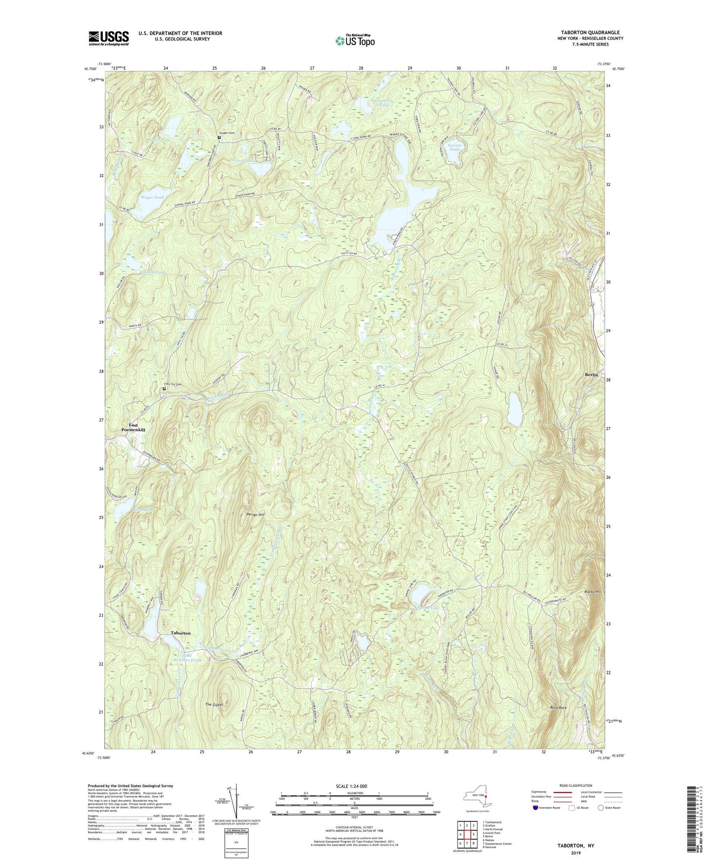 Taborton New York US Topo Map Image