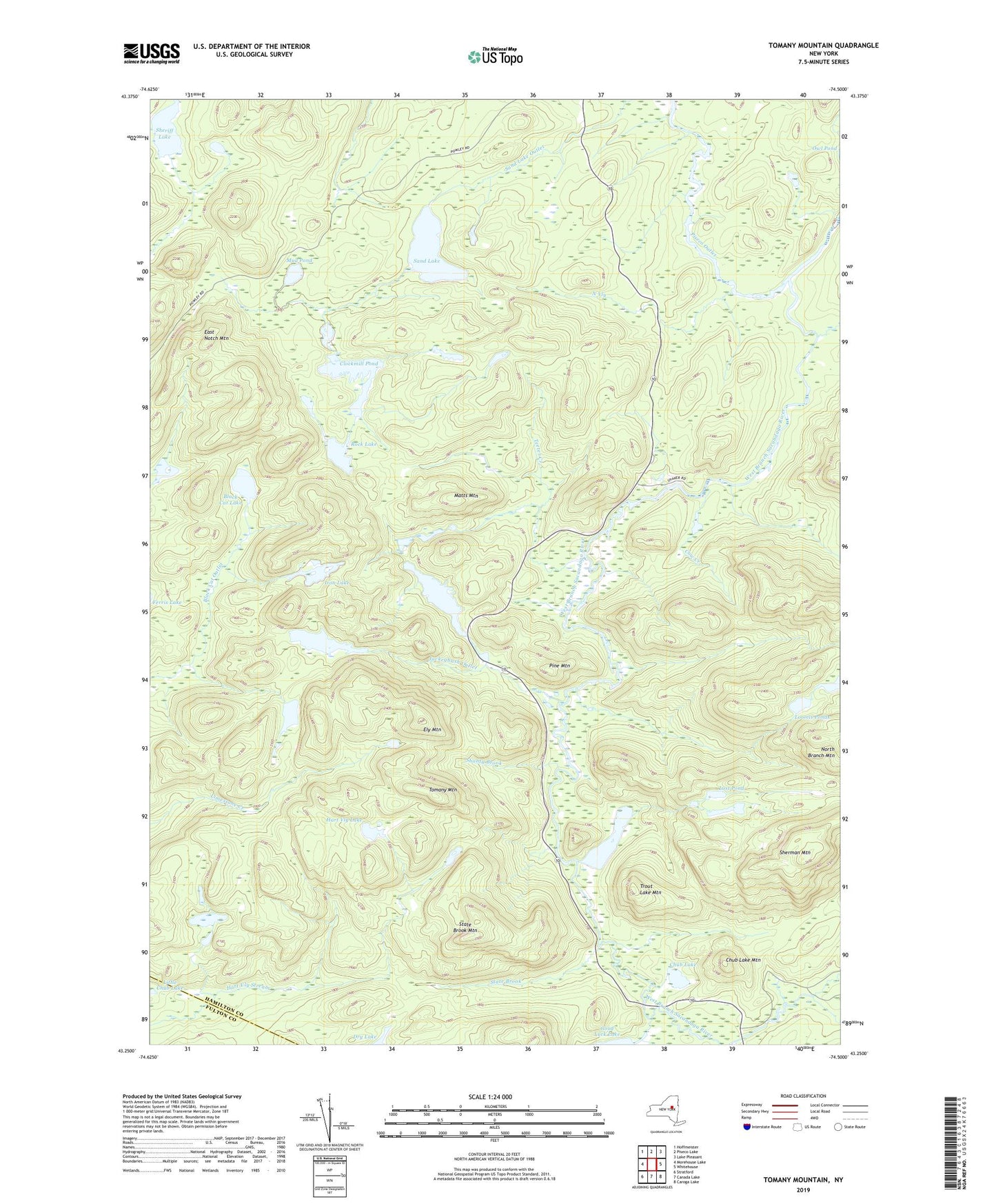 Tomany Mountain New York US Topo Map Image