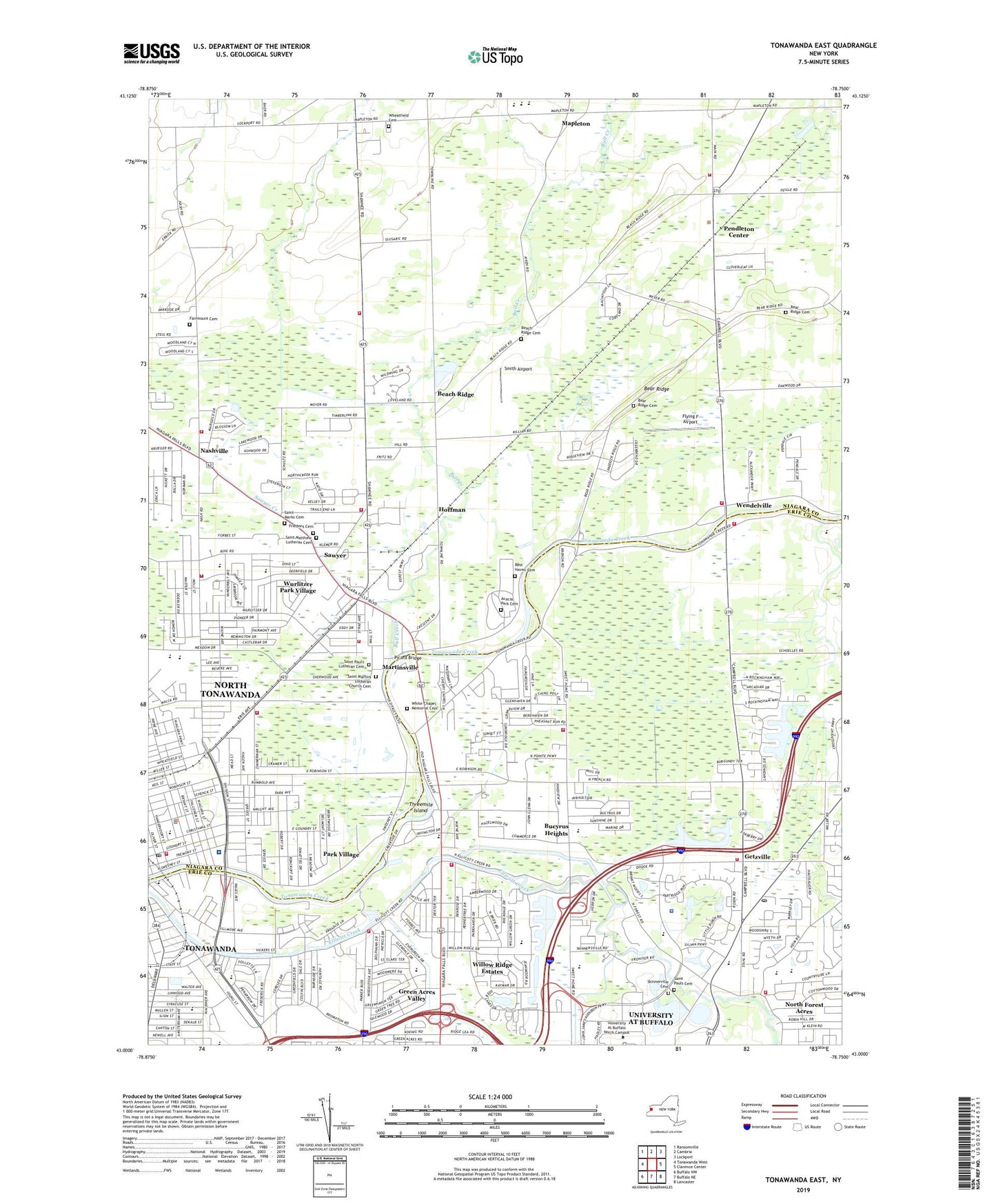 Tonawanda East New York US Topo Map Image