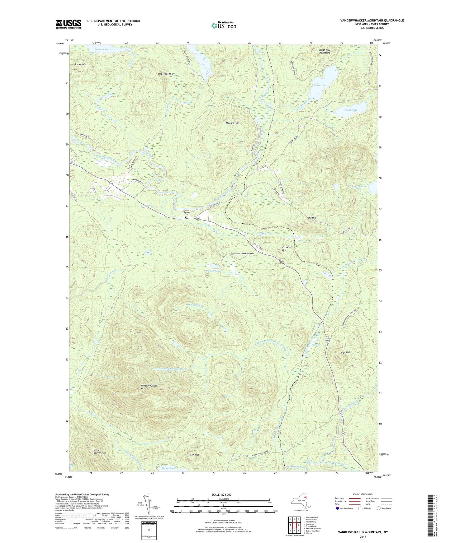 Vanderwhacker Mountain New York US Topo Map Image