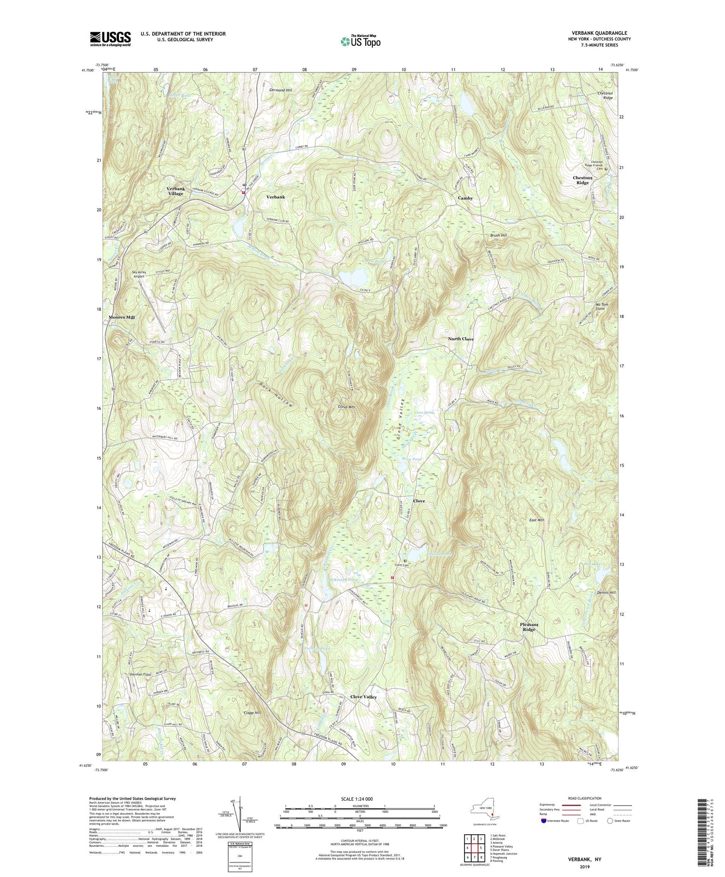 Verbank New York US Topo Map Image