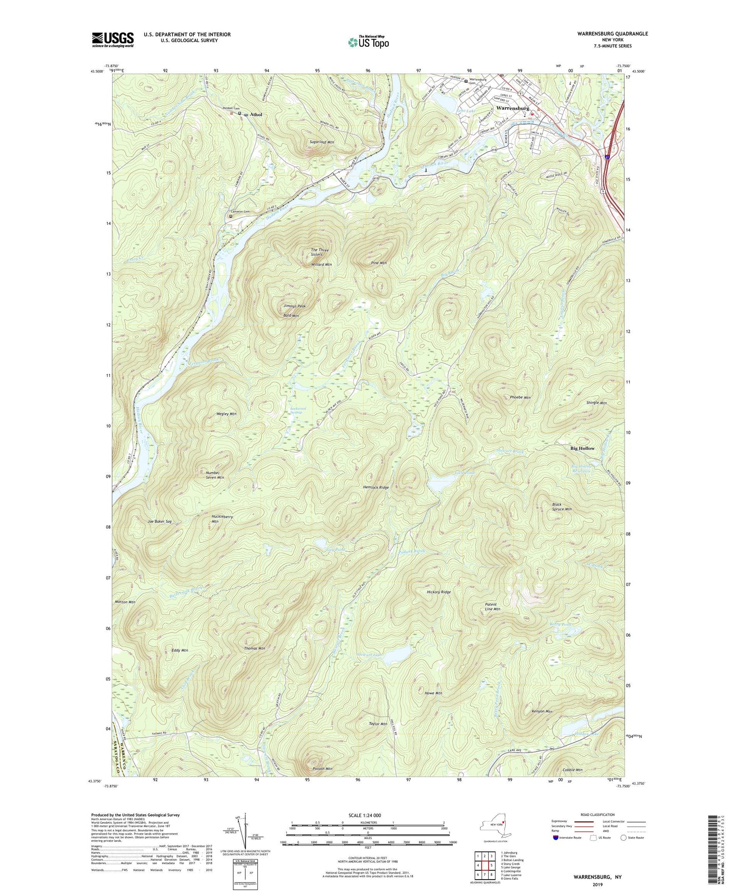 Warrensburg New York US Topo Map Image