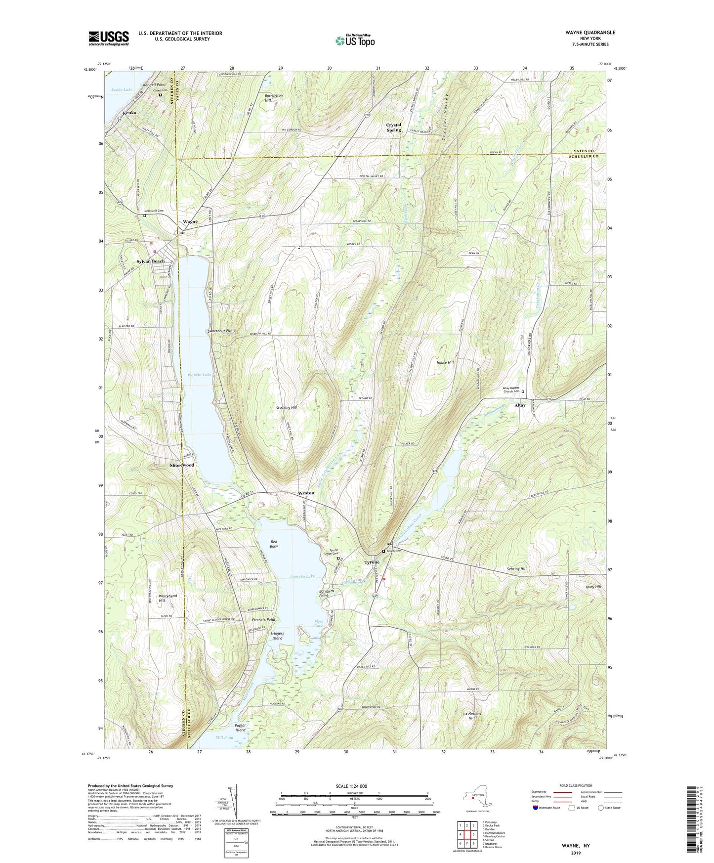 Wayne New York US Topo Map Image