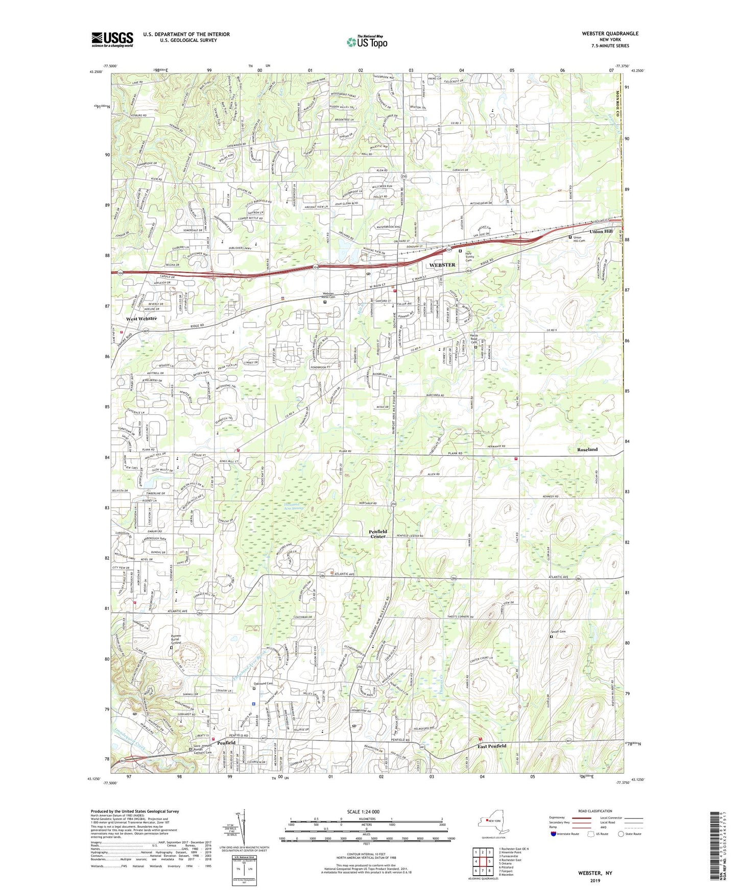 Webster New York US Topo Map Image