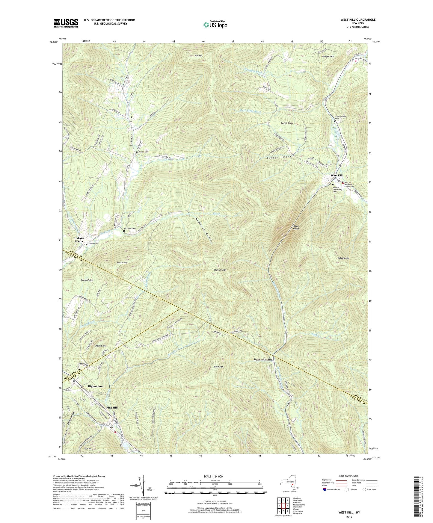 West Kill New York US Topo Map Image