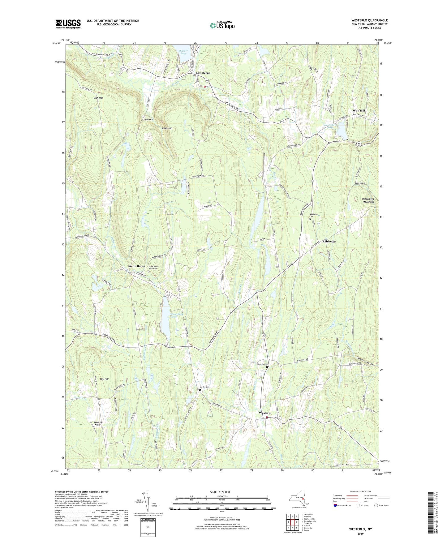Westerlo New York US Topo Map Image