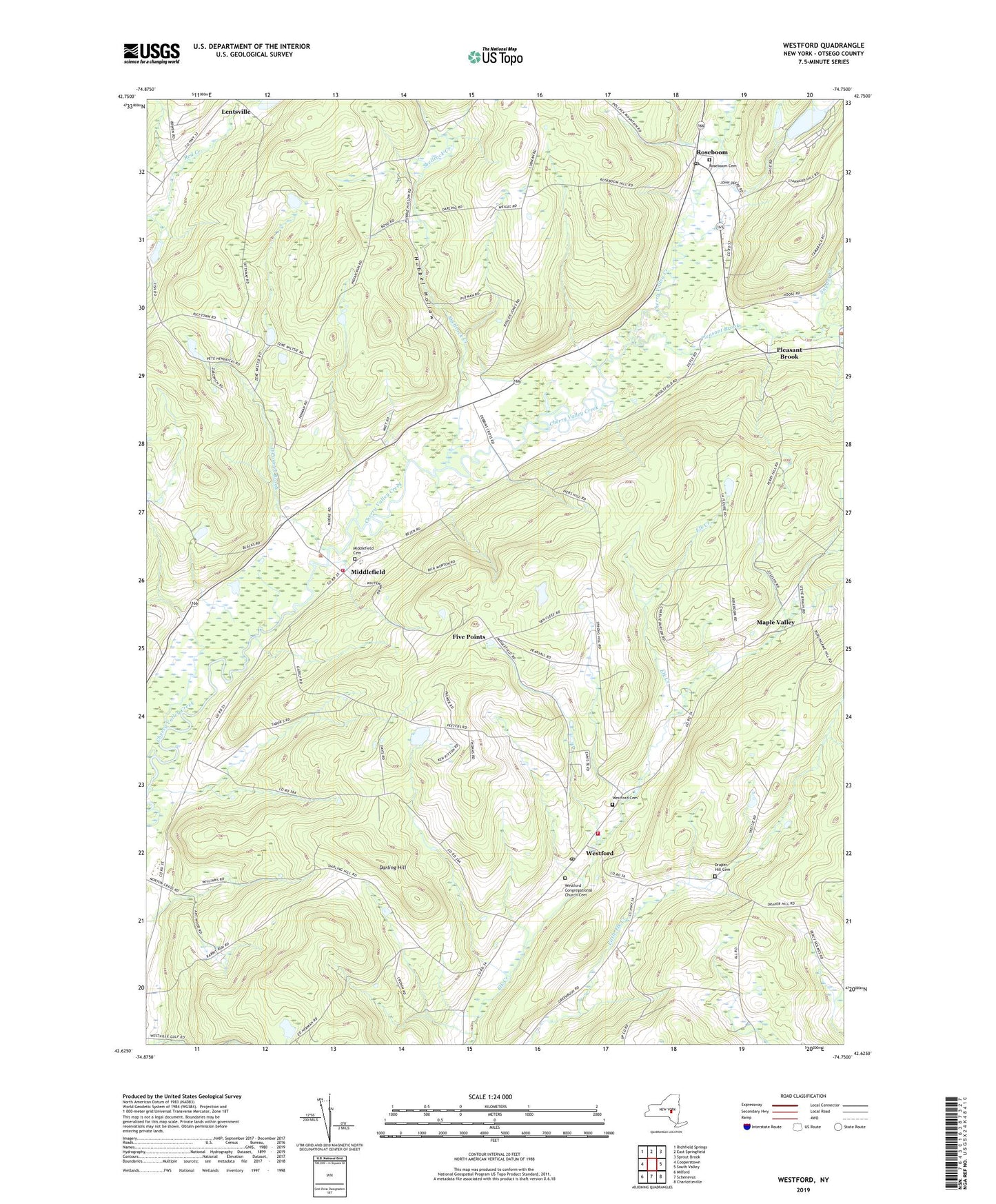 Westford New York US Topo Map Image