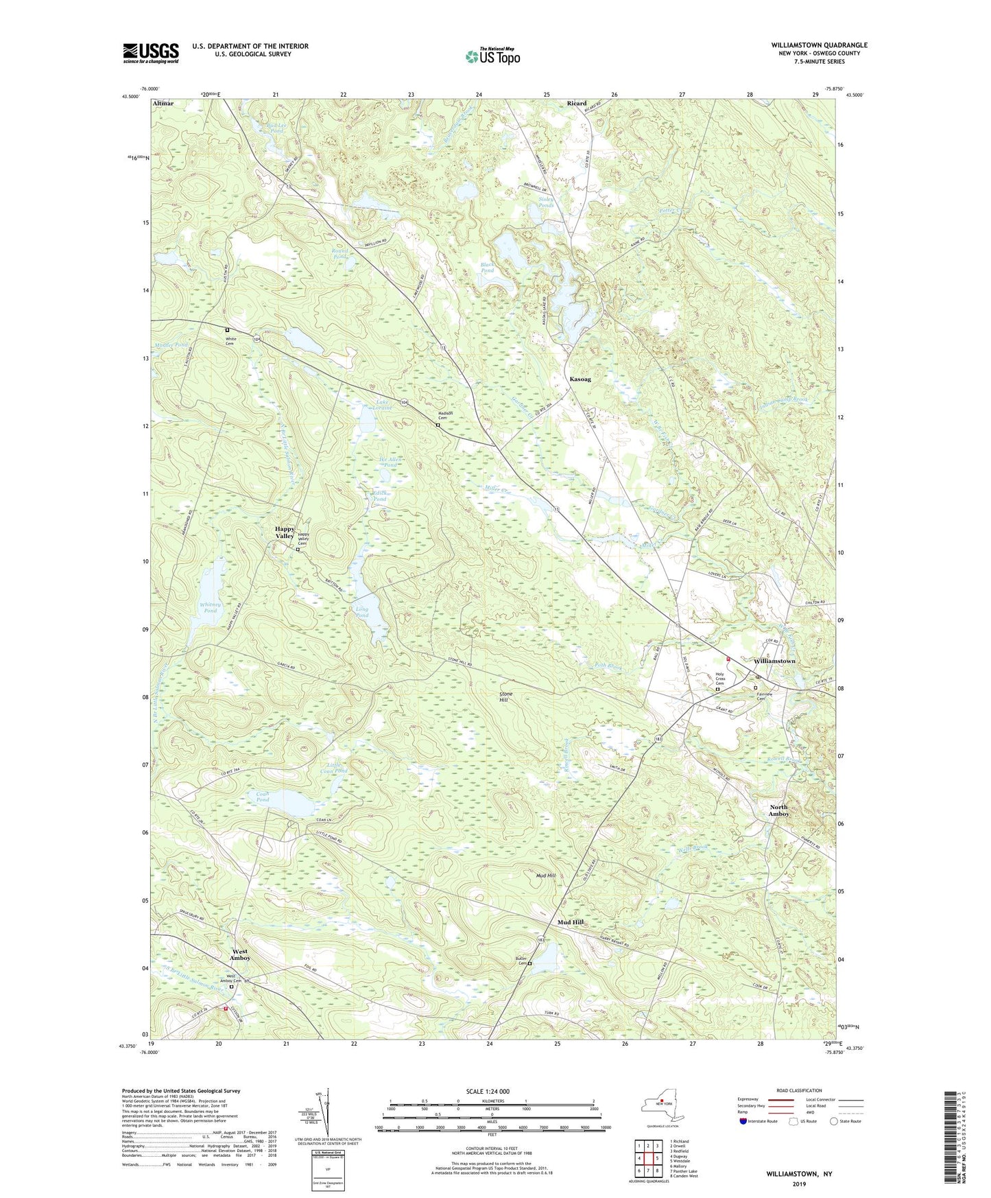 Williamstown New York US Topo Map Image