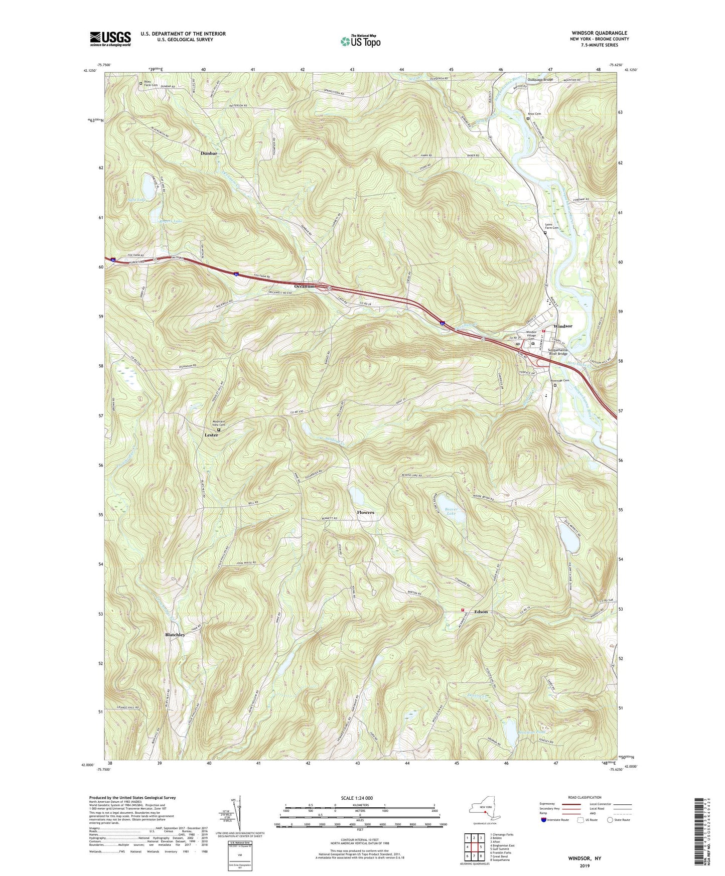 Windsor New York US Topo Map Image