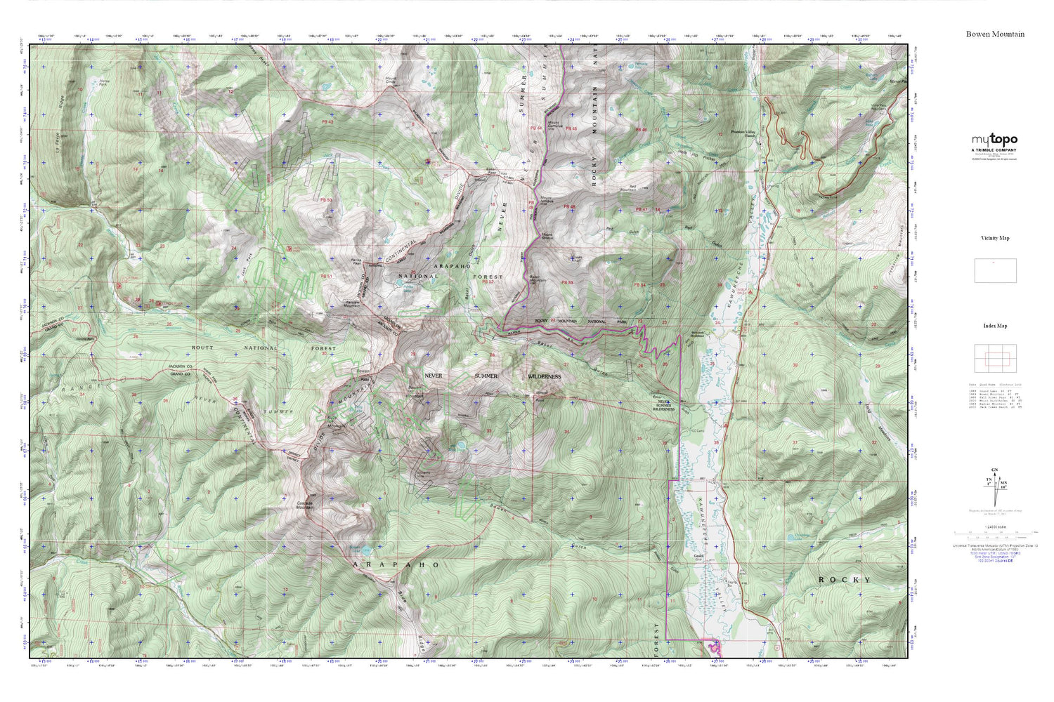 Never Summer Wilderness MyTopo Explorer Series Map Image