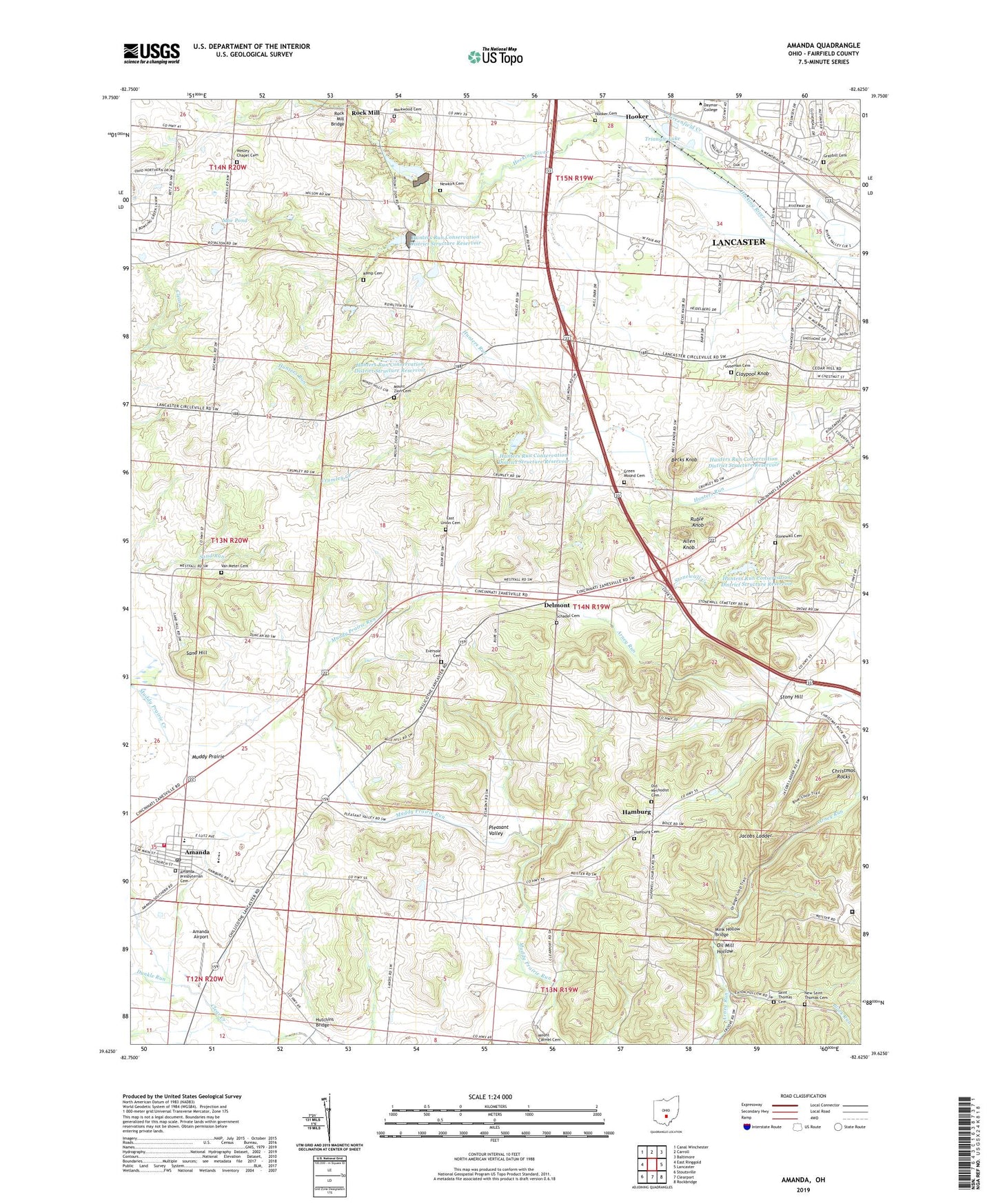 Amanda Ohio US Topo Map Image