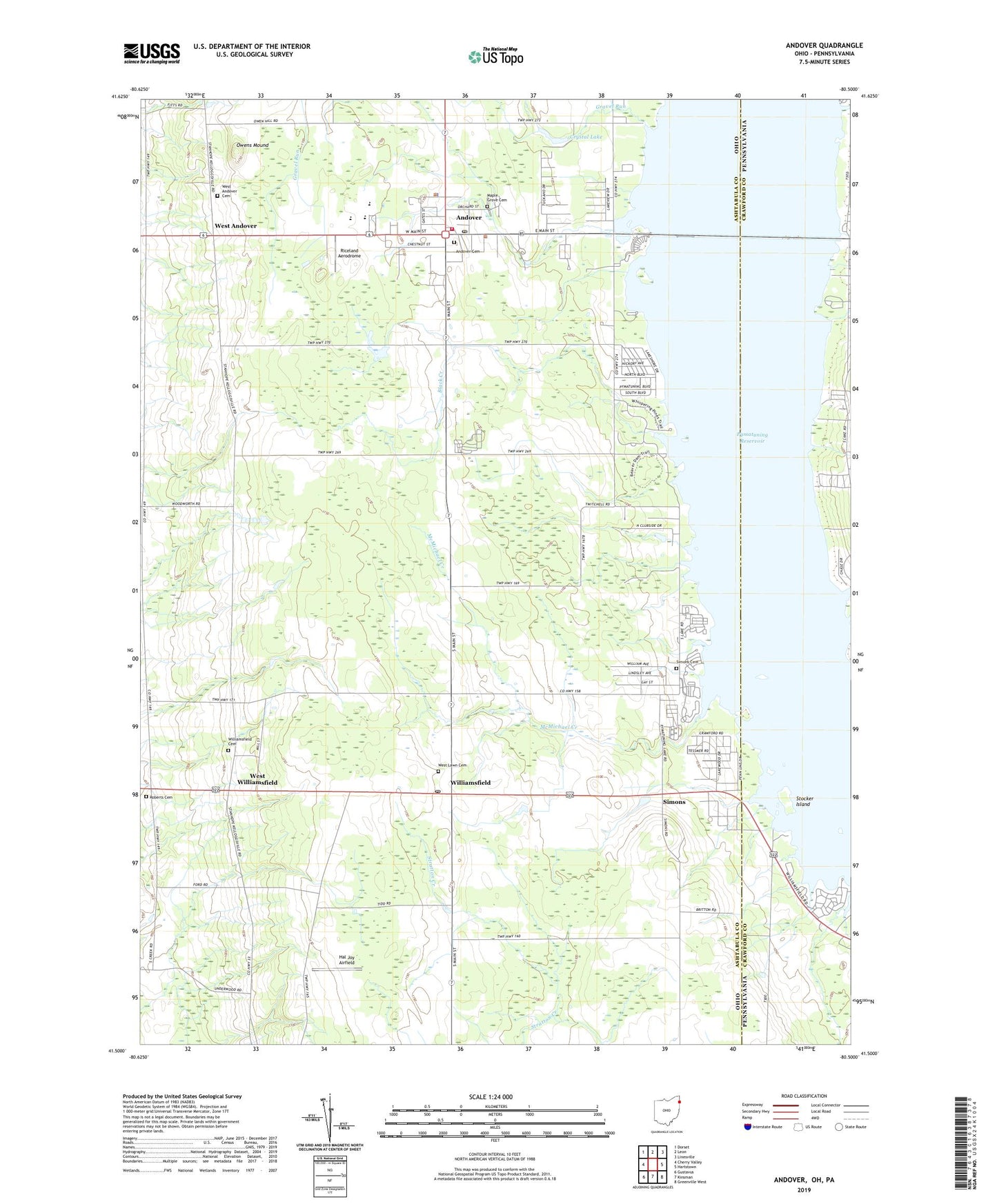 Andover Ohio US Topo Map Image