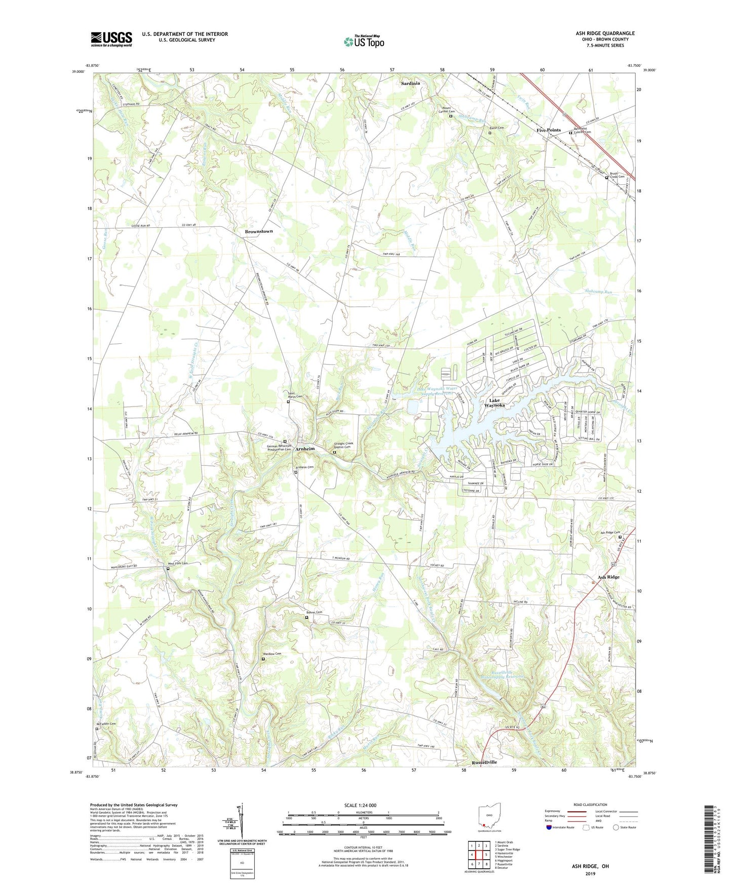 Ash Ridge Ohio US Topo Map Image