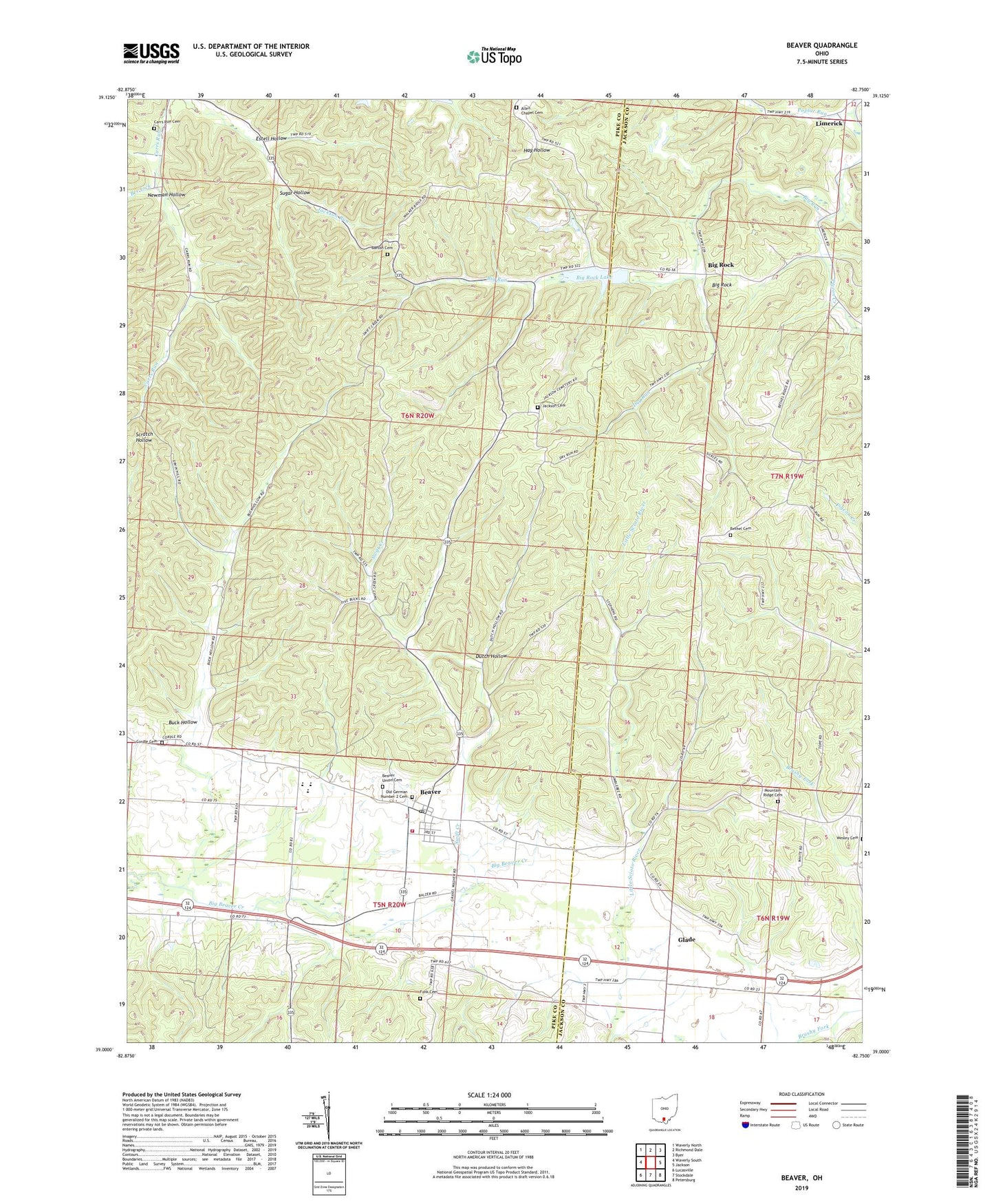Beaver Ohio US Topo Map Image