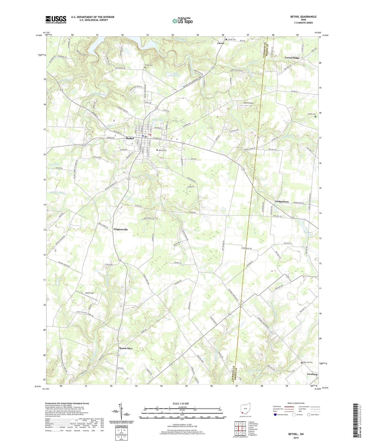 Bethel Ohio US Topo Map Image