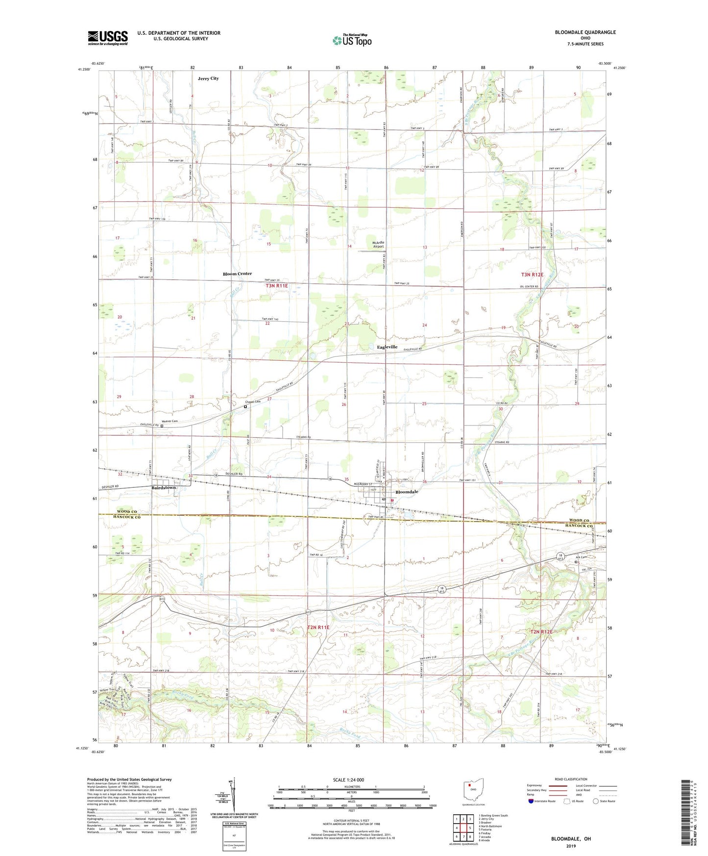 Bloomdale Ohio US Topo Map Image