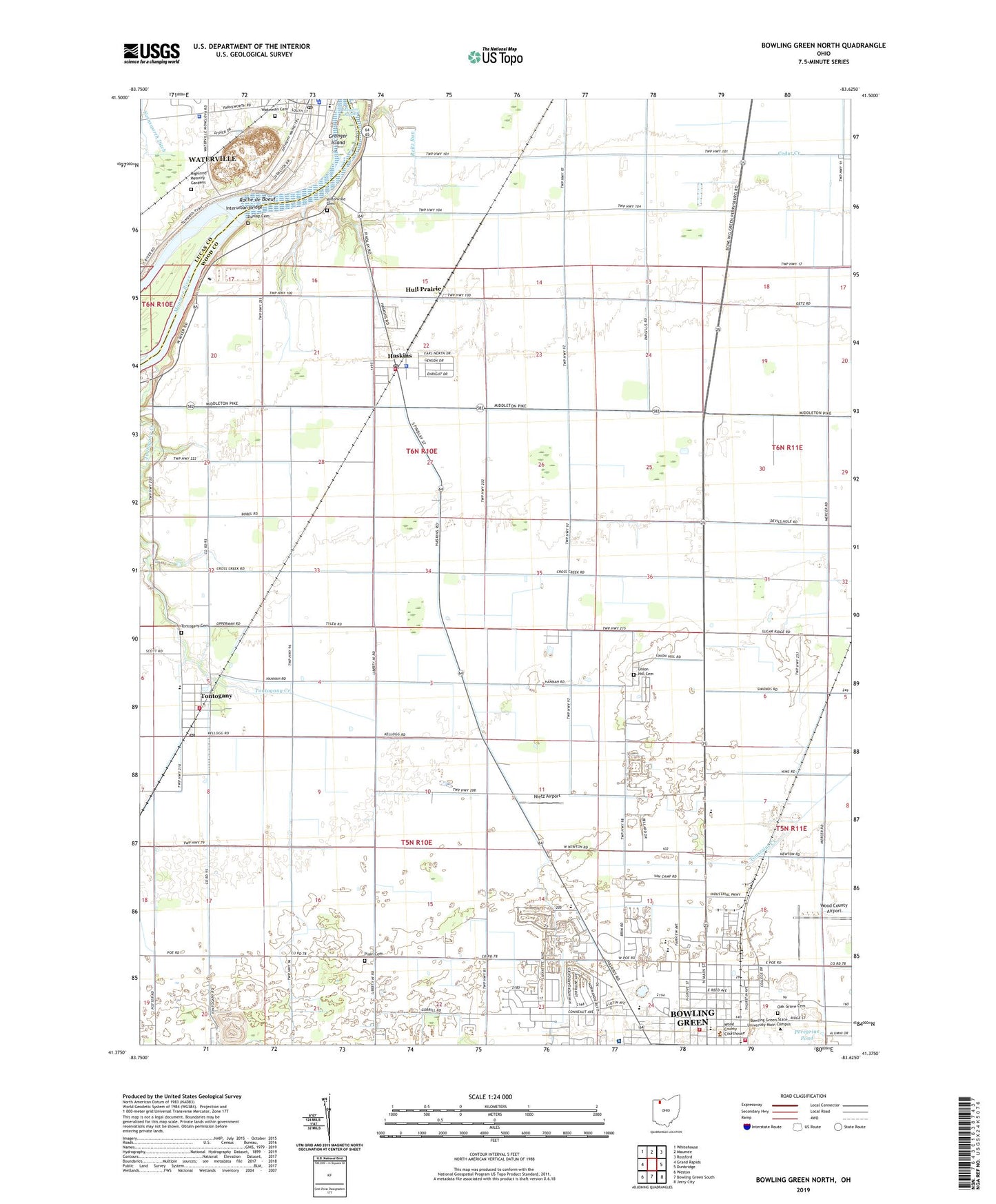 Bowling Green North Ohio US Topo Map Image