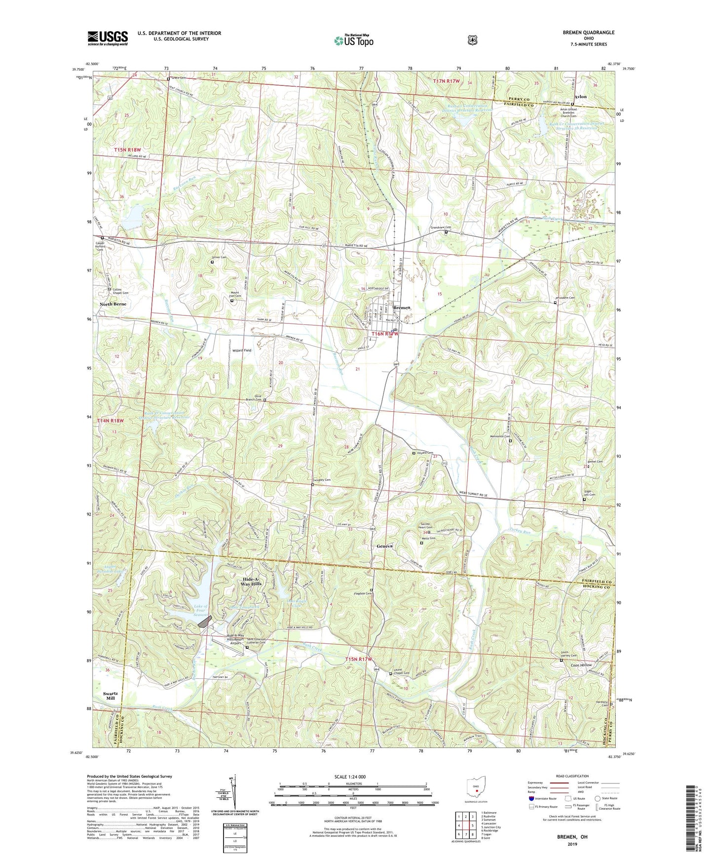 Bremen Ohio US Topo Map Image
