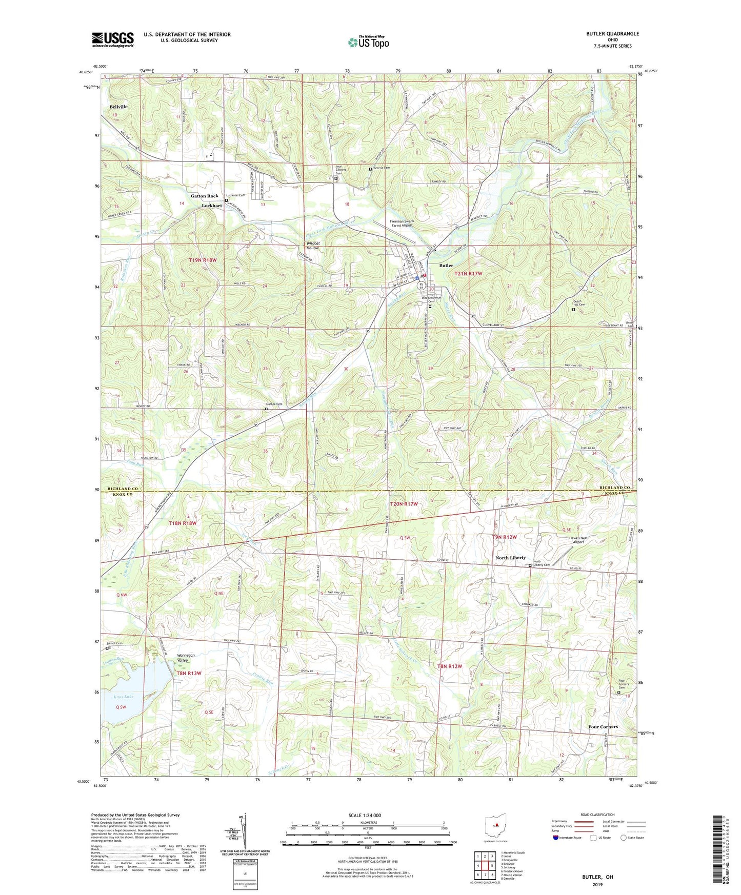 Butler Ohio US Topo Map Image