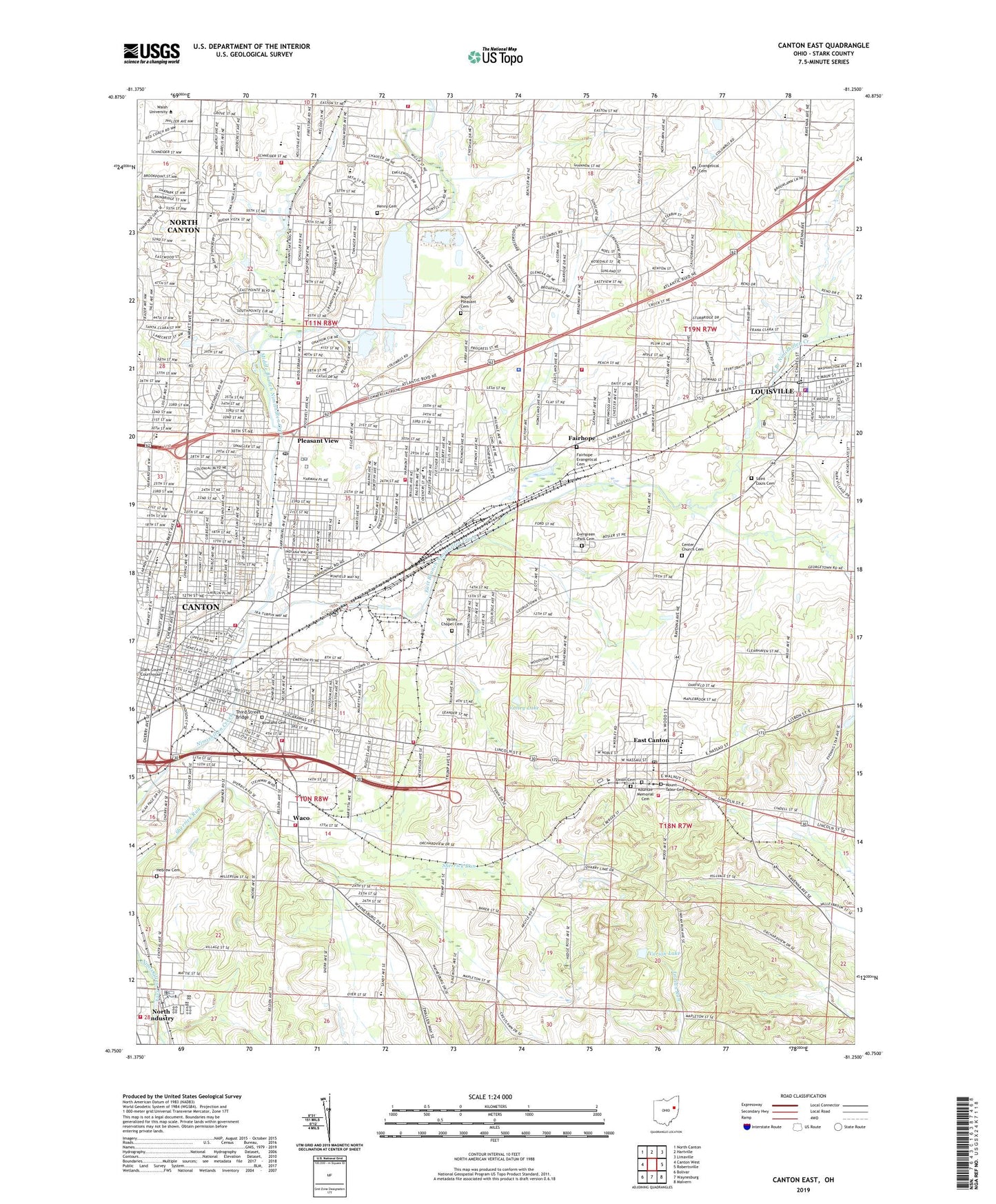 Canton East Ohio US Topo Map Image