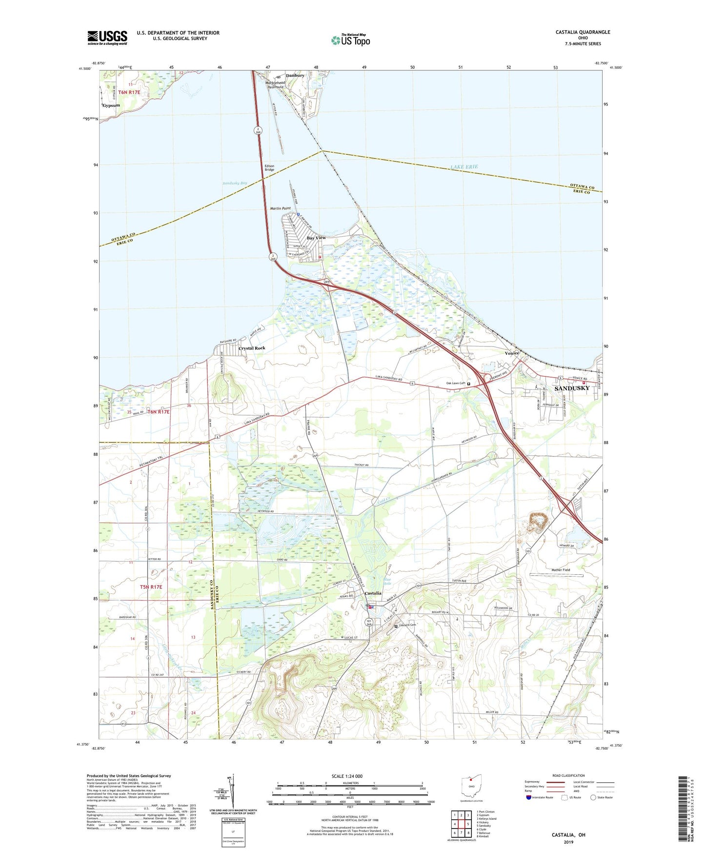 Castalia Ohio US Topo Map Image