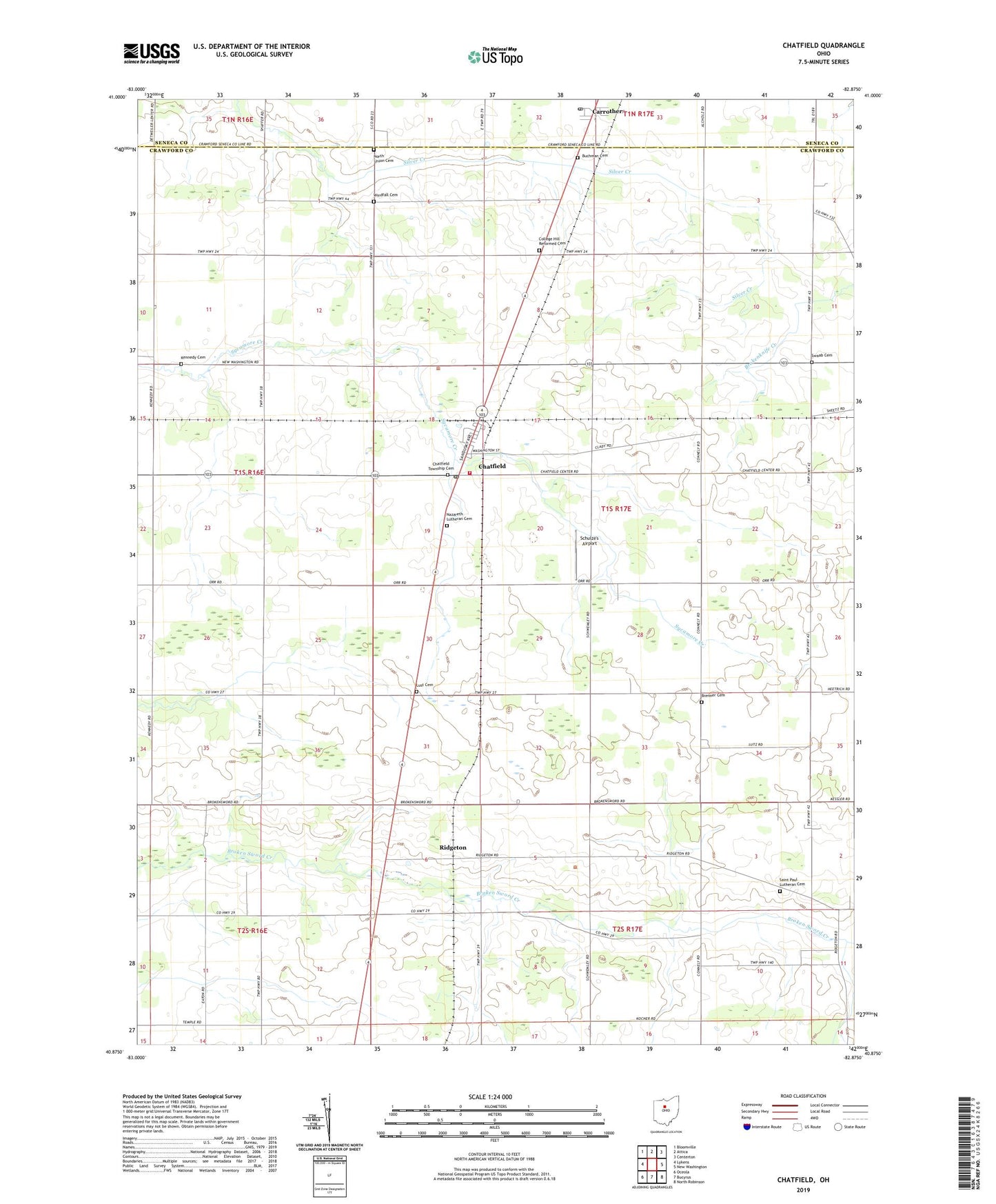 Chatfield Ohio US Topo Map Image