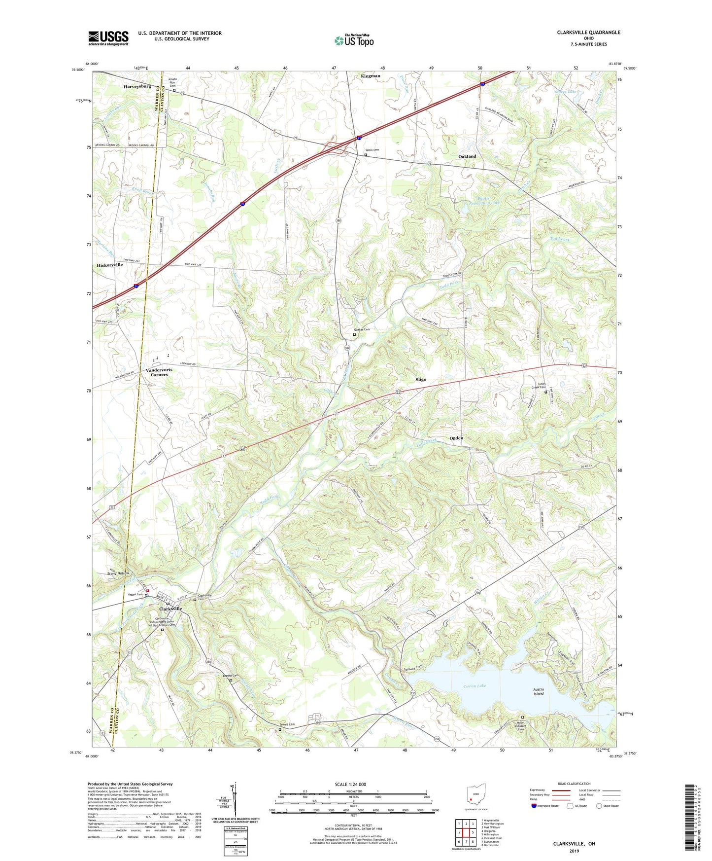 Clarksville Ohio US Topo Map Image