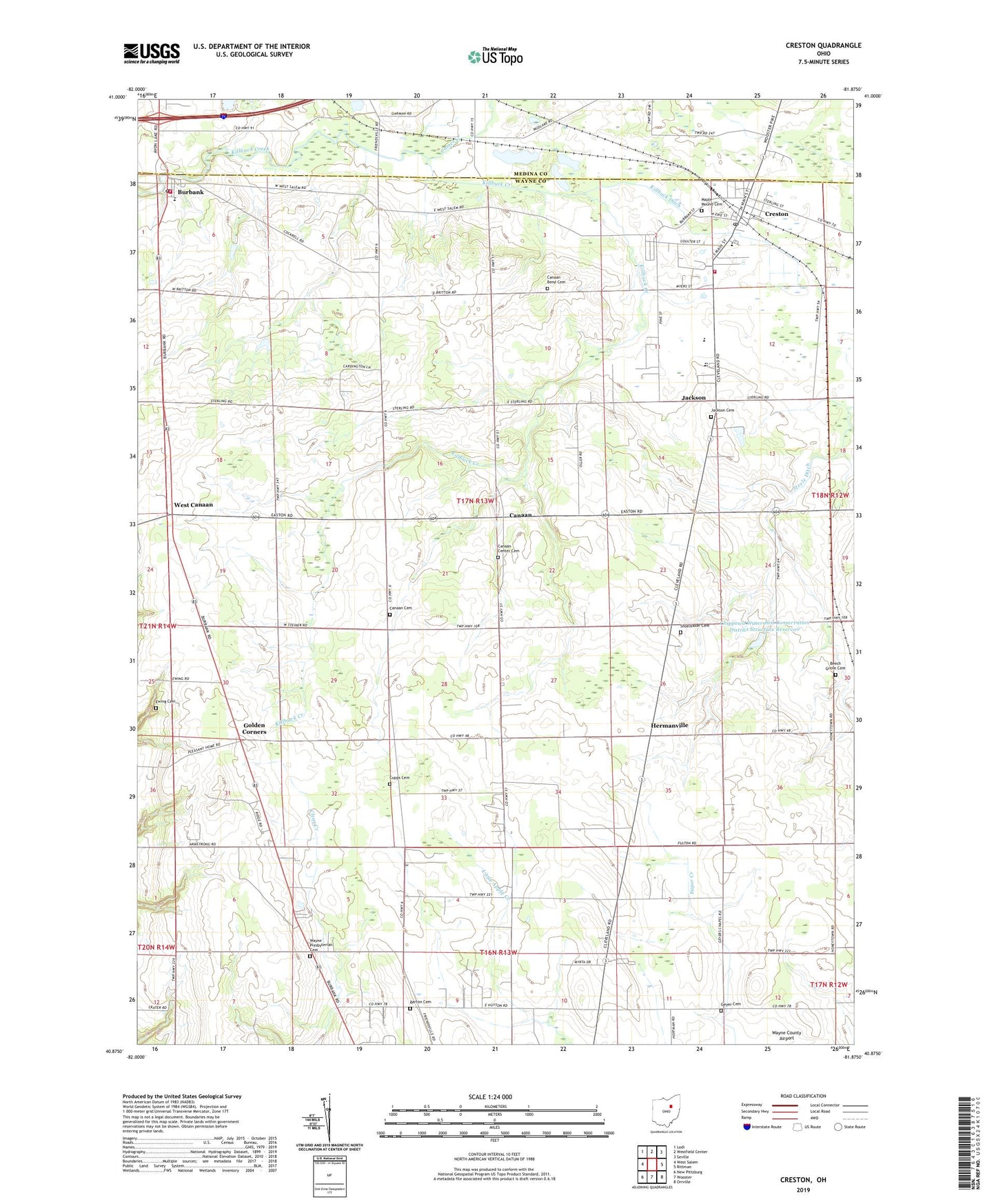 Creston Ohio US Topo Map Image