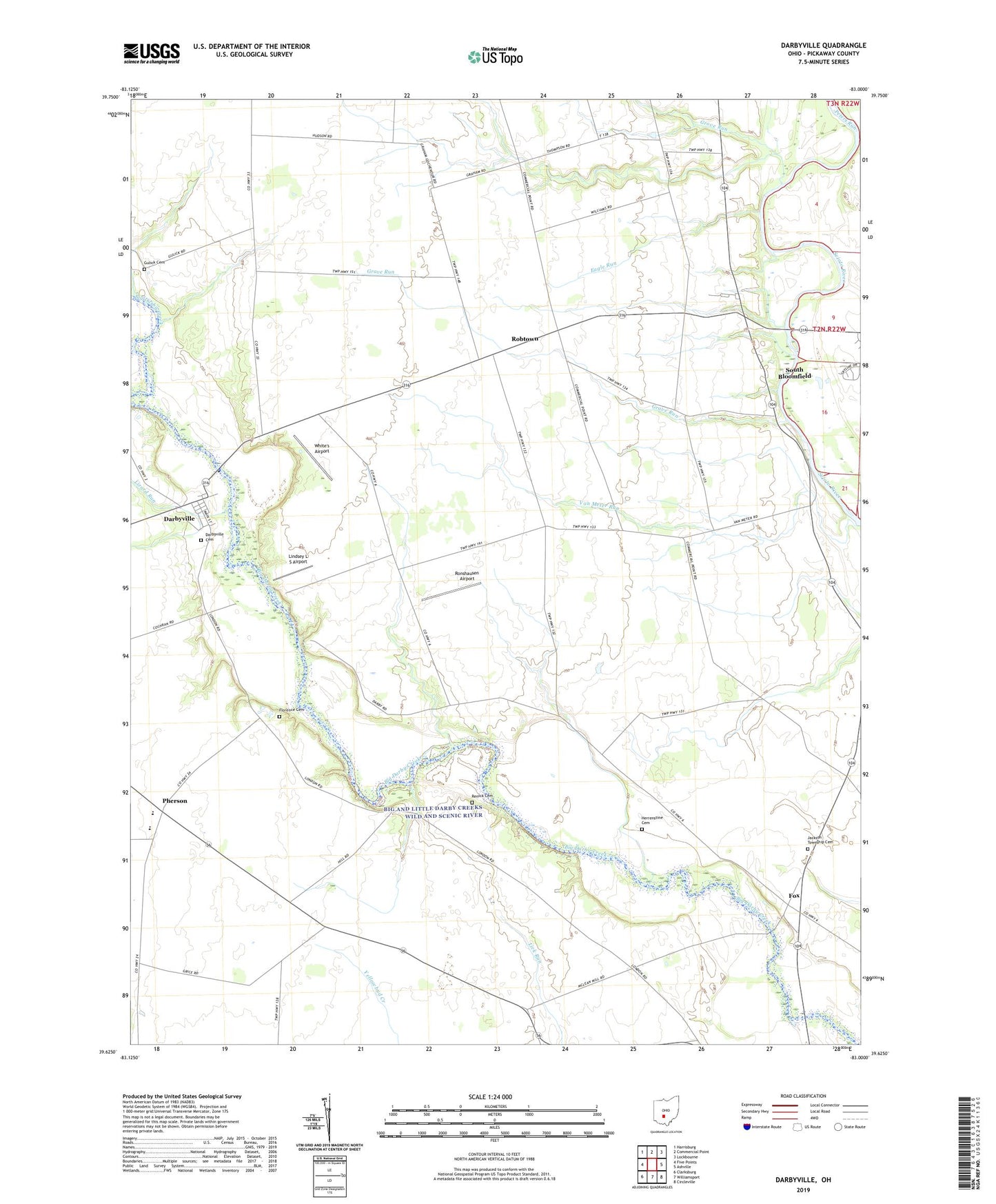 Darbyville Ohio US Topo Map Image