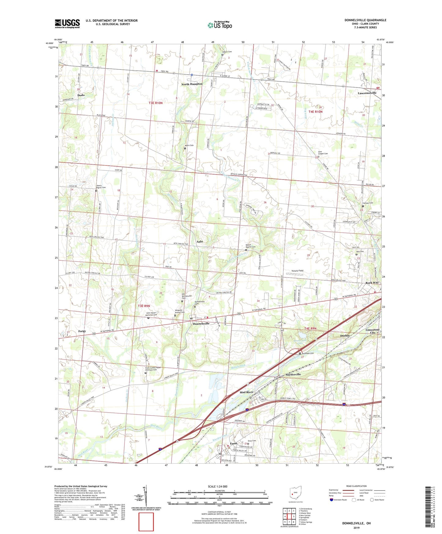 Donnelsville Ohio US Topo Map Image
