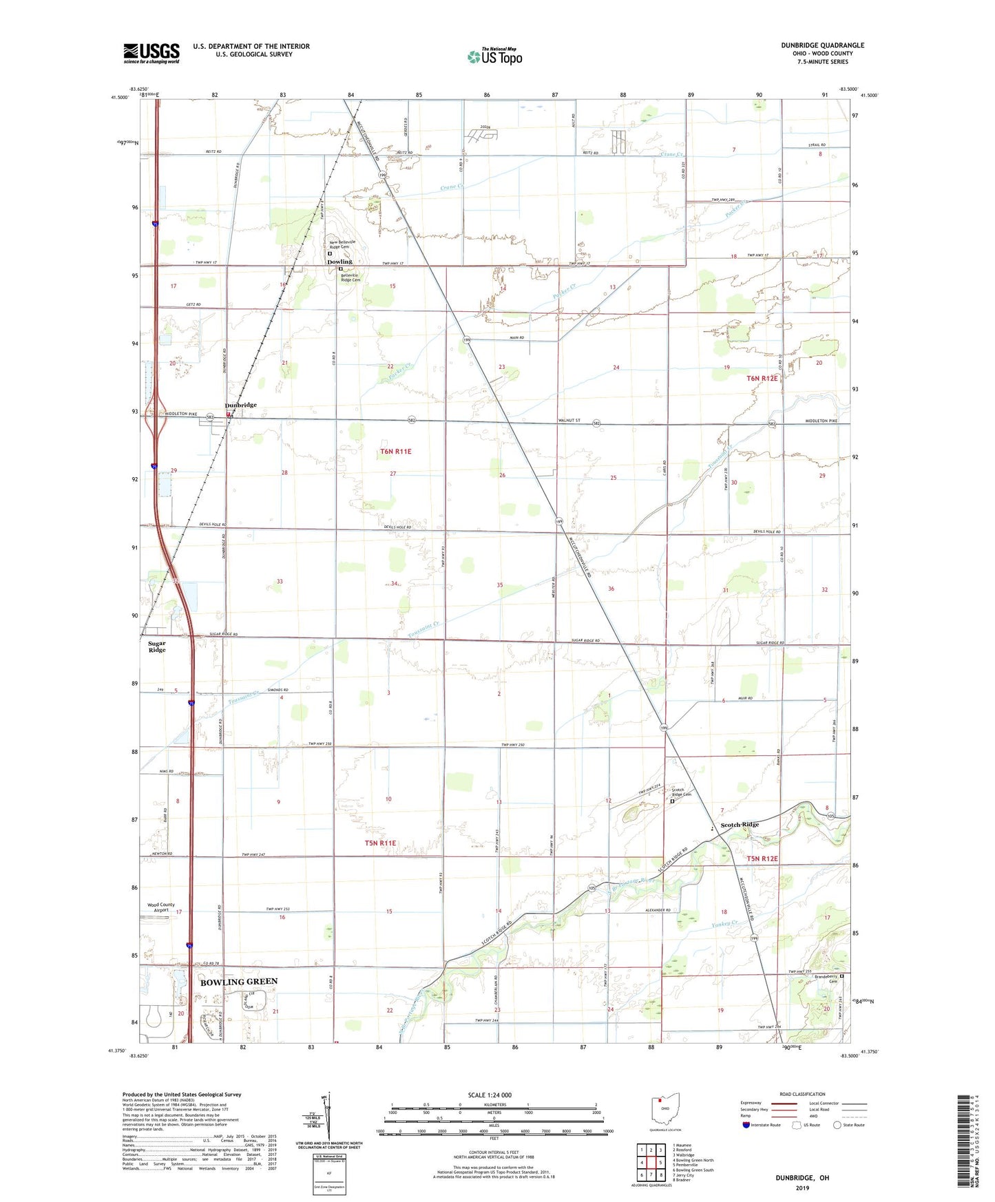 Dunbridge Ohio US Topo Map Image