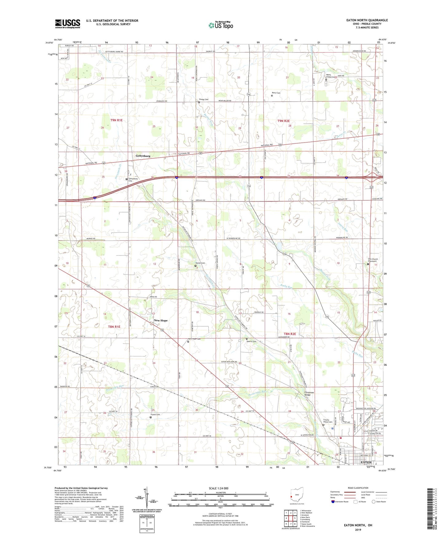 Eaton North Ohio US Topo Map Image