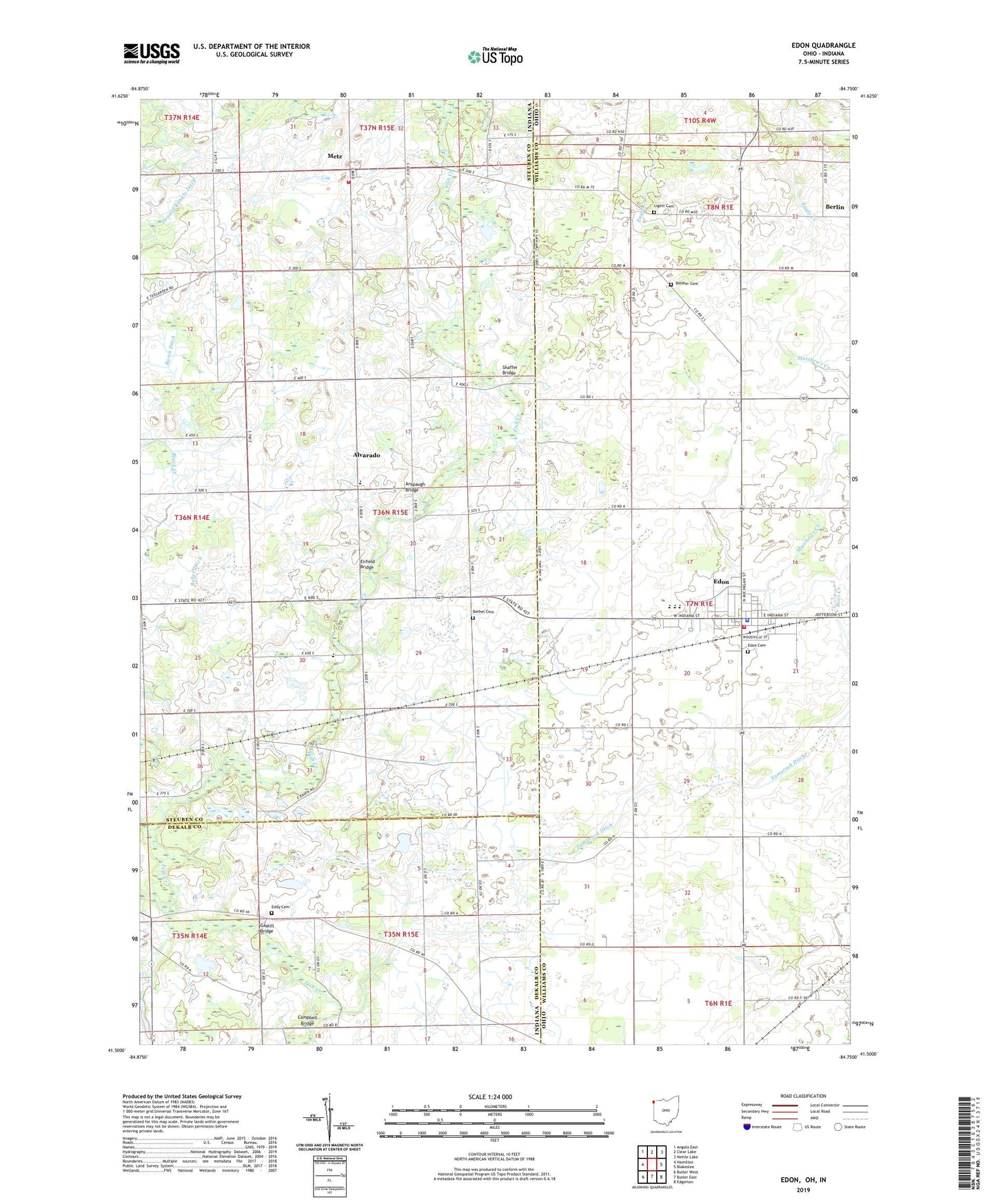 Edon Ohio US Topo Map Image