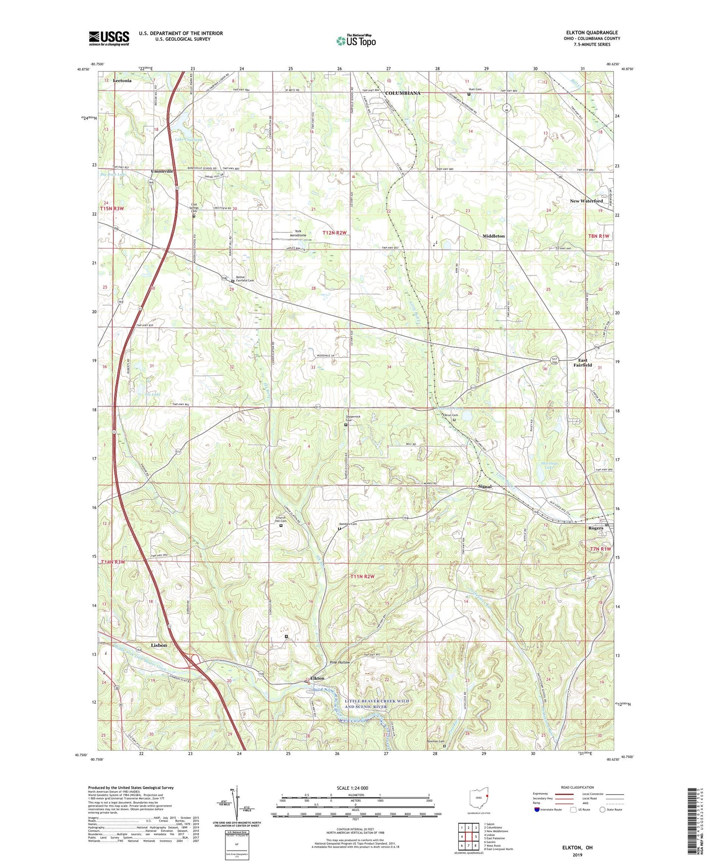 Elkton Ohio US Topo Map Image