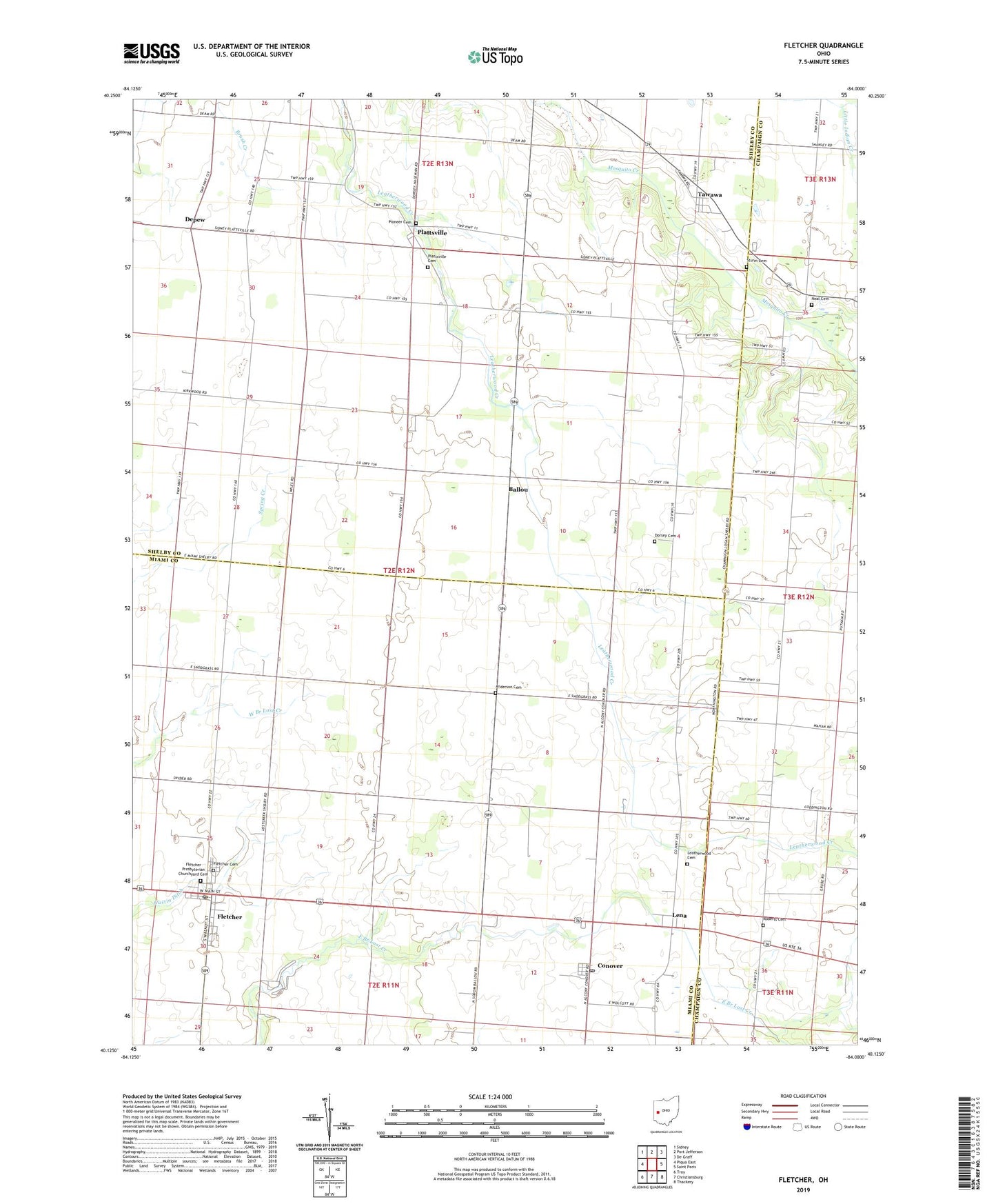 Fletcher Ohio US Topo Map Image