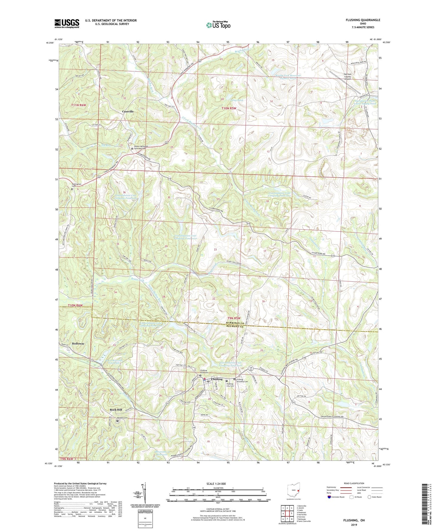 Flushing Ohio US Topo Map Image