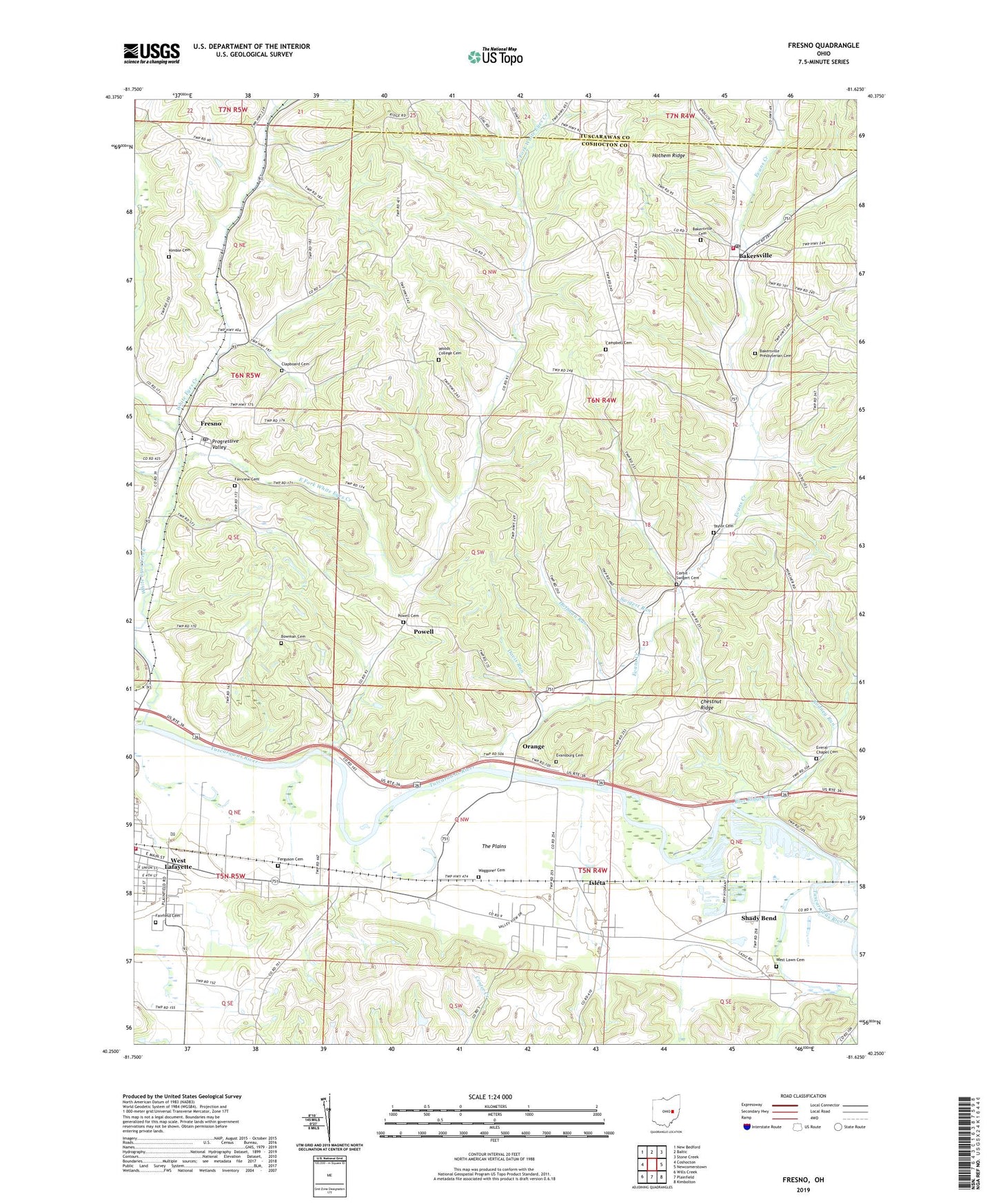 Fresno Ohio US Topo Map Image