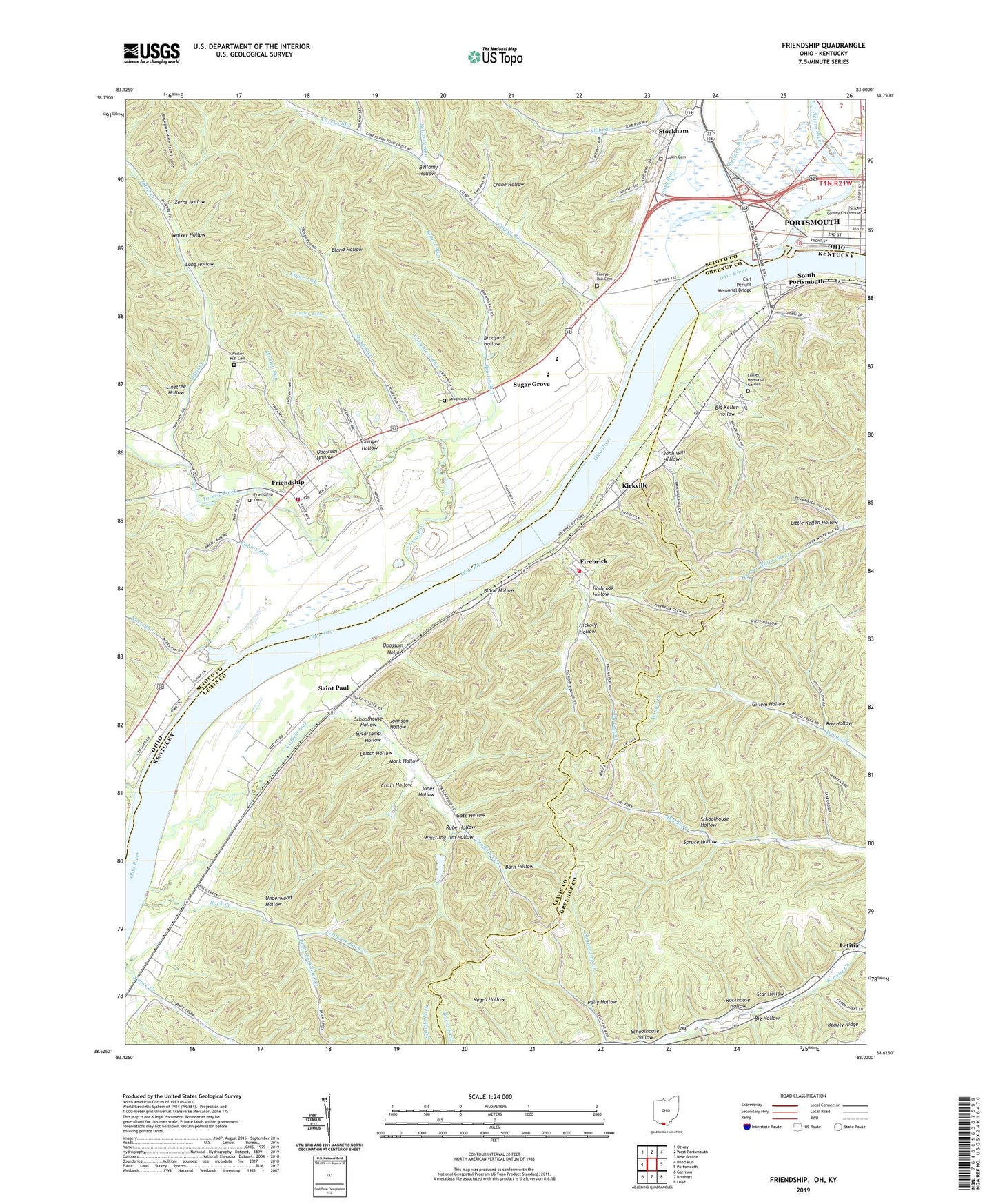 Friendship Ohio US Topo Map Image