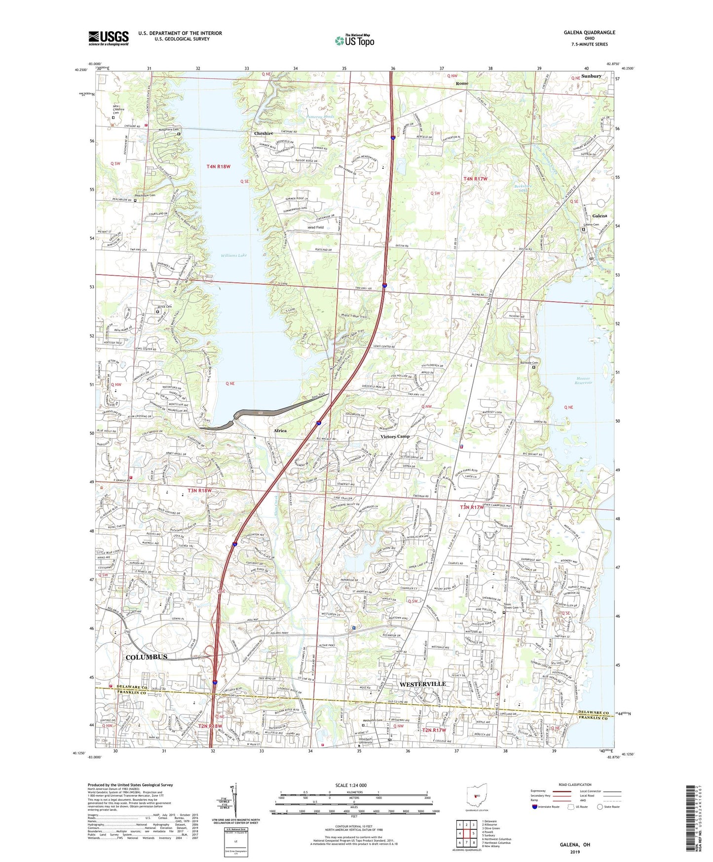 Galena Ohio US Topo Map Image