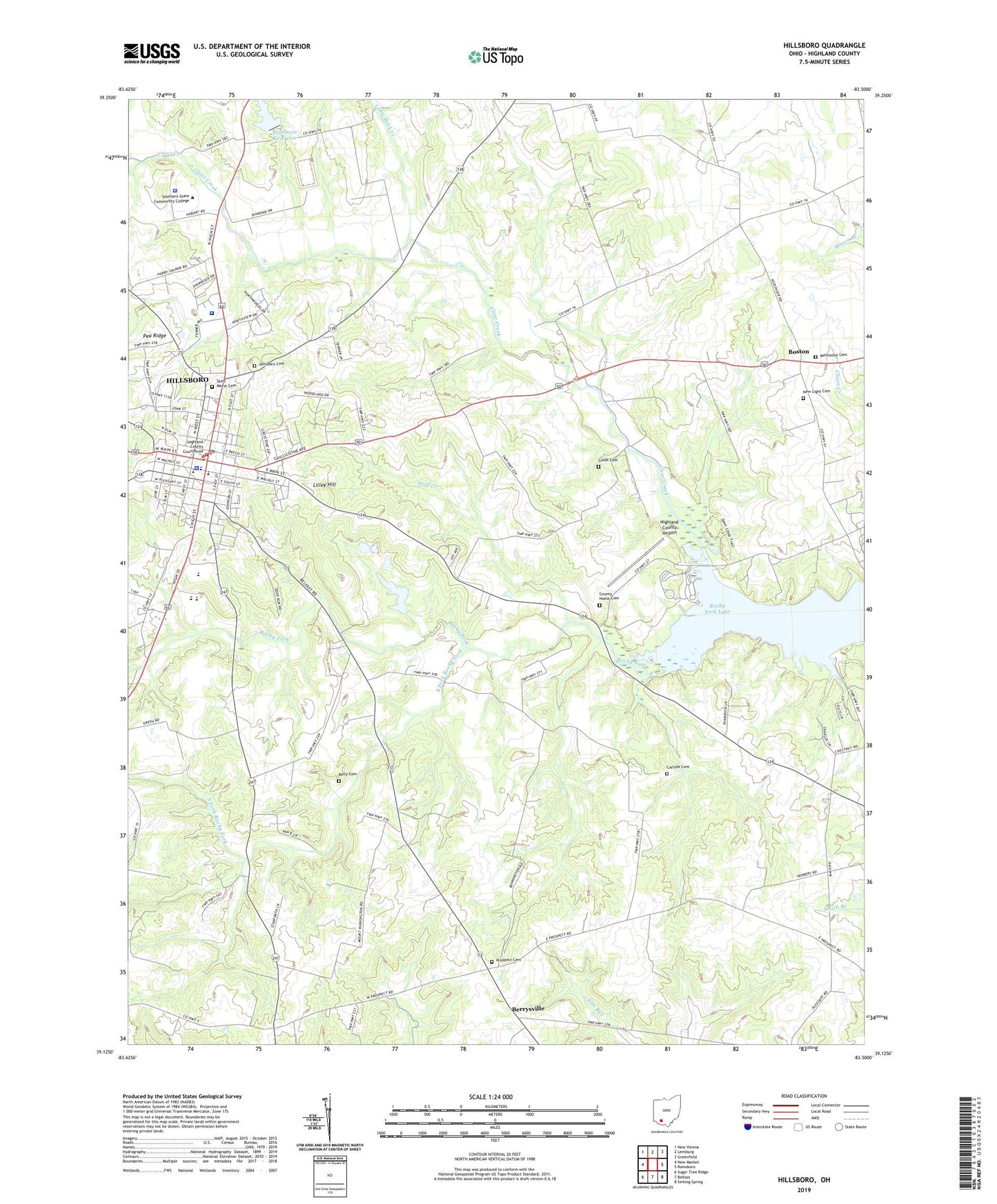 Hillsboro Ohio US Topo Map Image