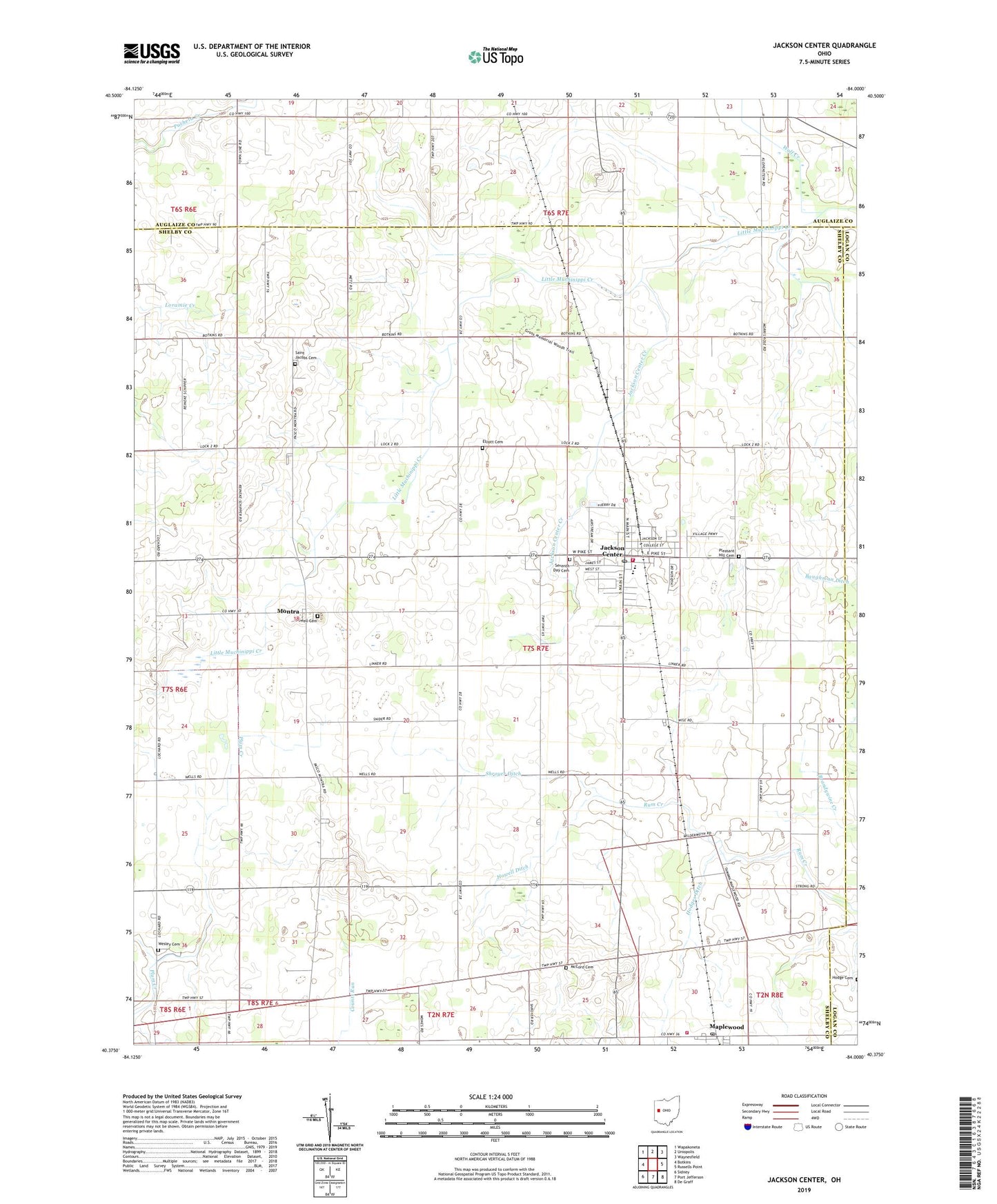 Jackson Center Ohio US Topo Map Image