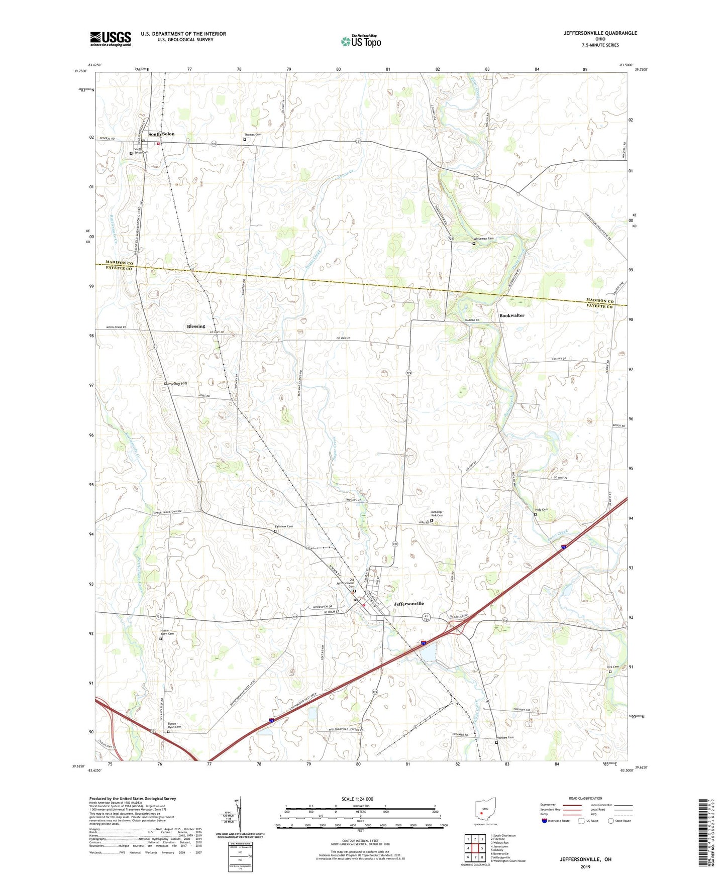 Jeffersonville Ohio US Topo Map Image