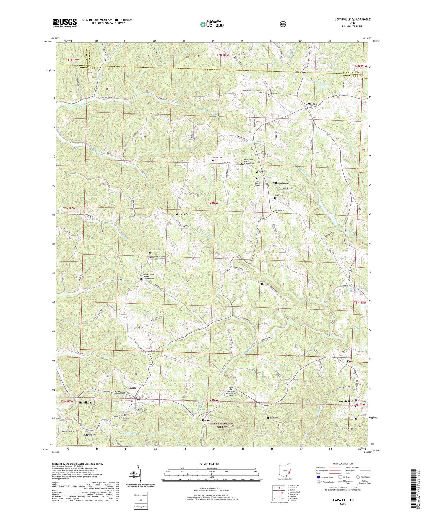 Lewisville Ohio US Topo Map Image