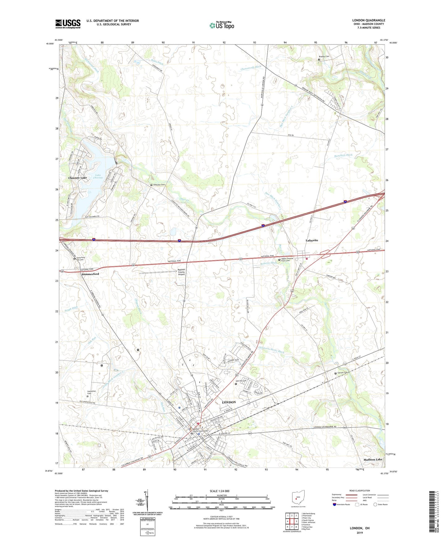 London Ohio US Topo Map Image