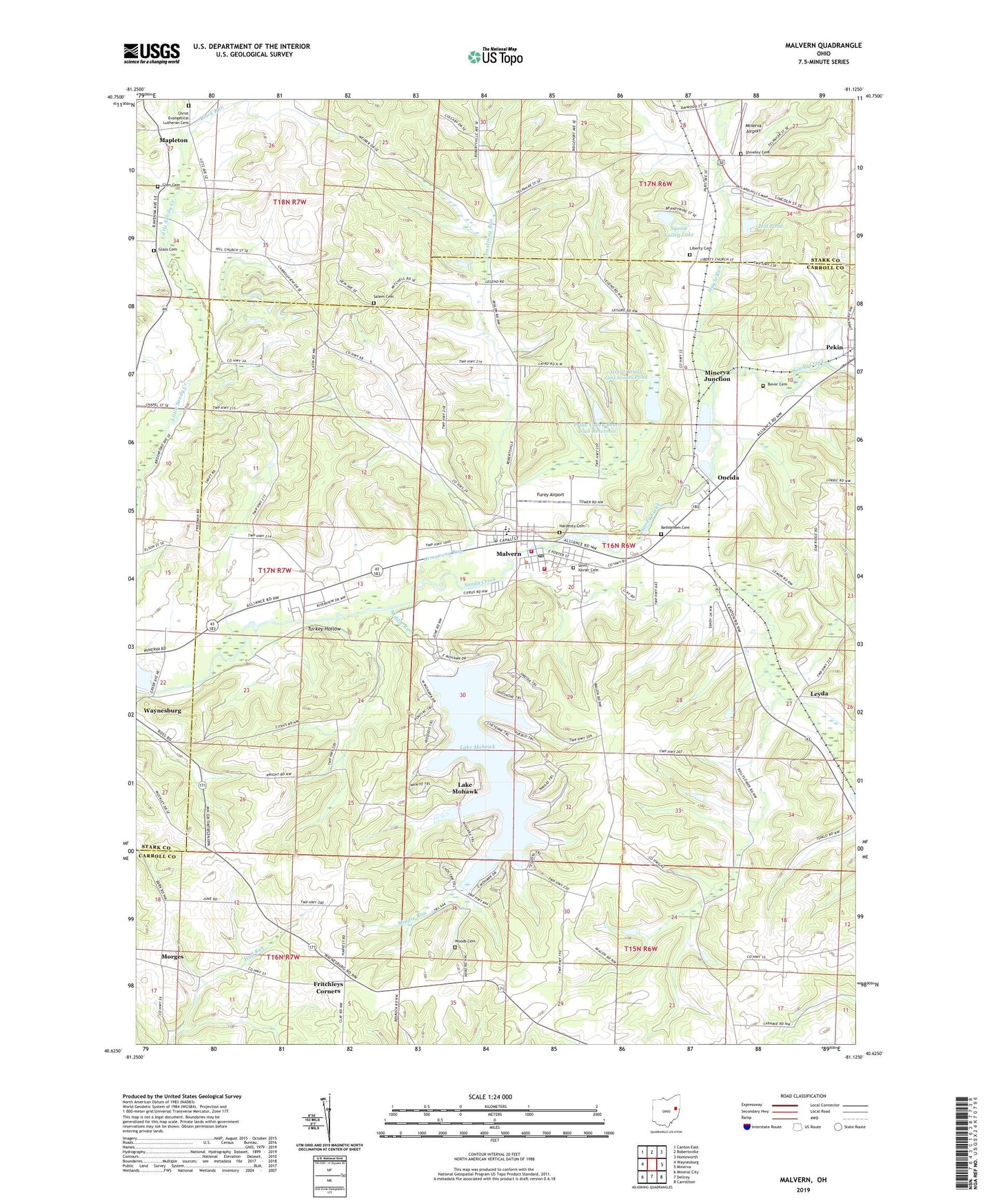 Malvern Ohio US Topo Map Image