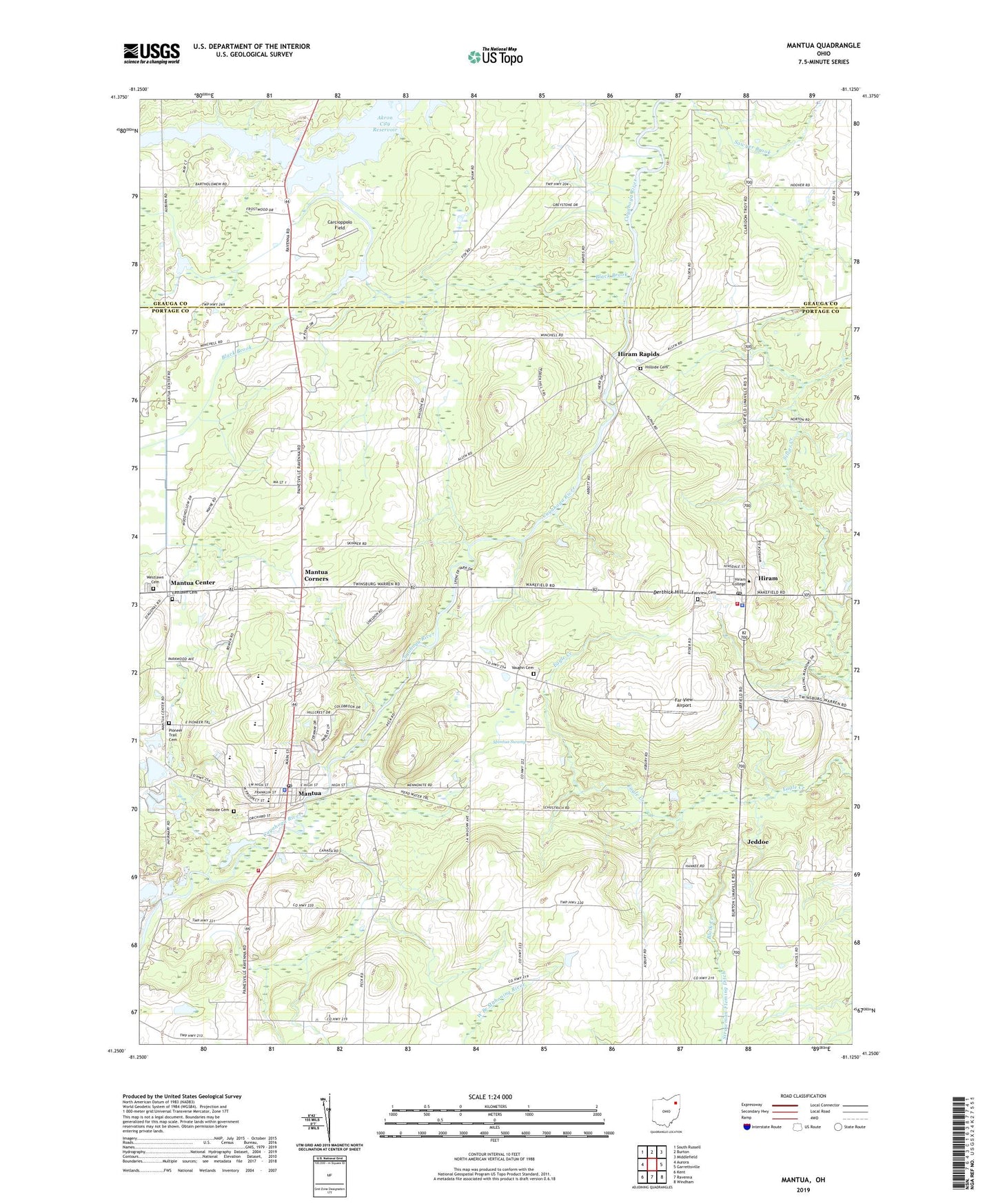 Mantua Ohio US Topo Map Image
